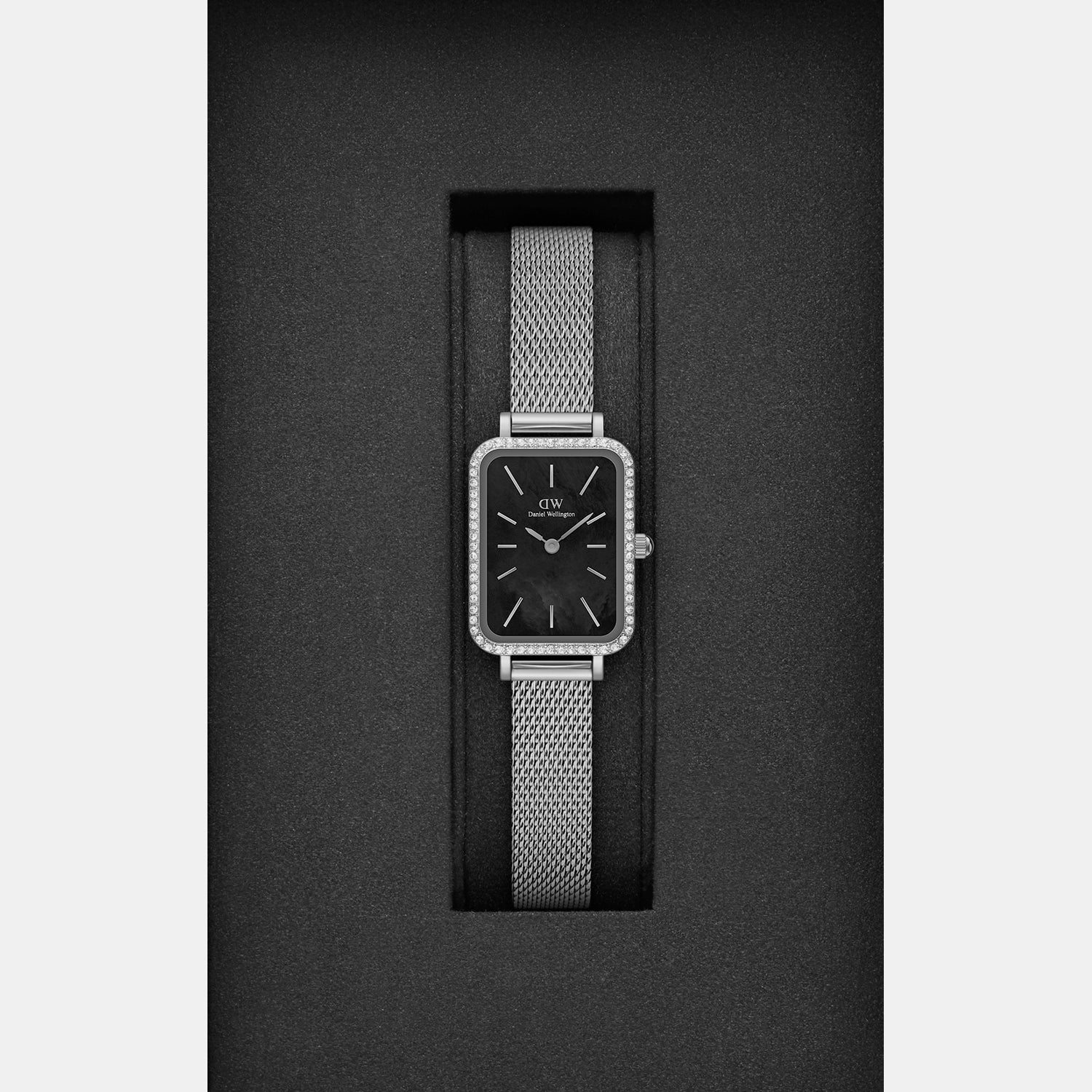 Quadro Women Quartz Black Dial Analog Mesh Watch DW00100667K - Image 3