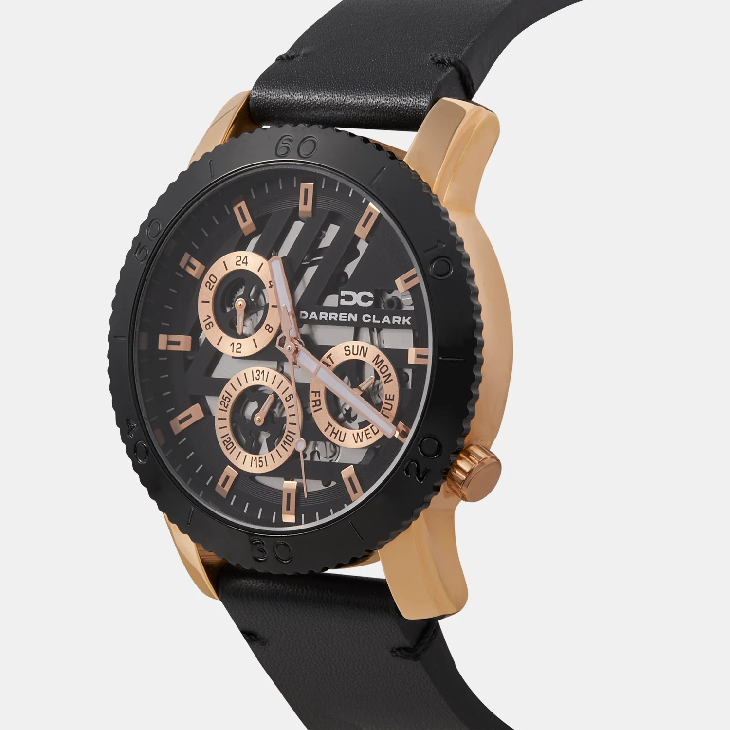 Men Quartz Black Dial Multi-Function Leather Watch 1011F-L0304 - Image 2