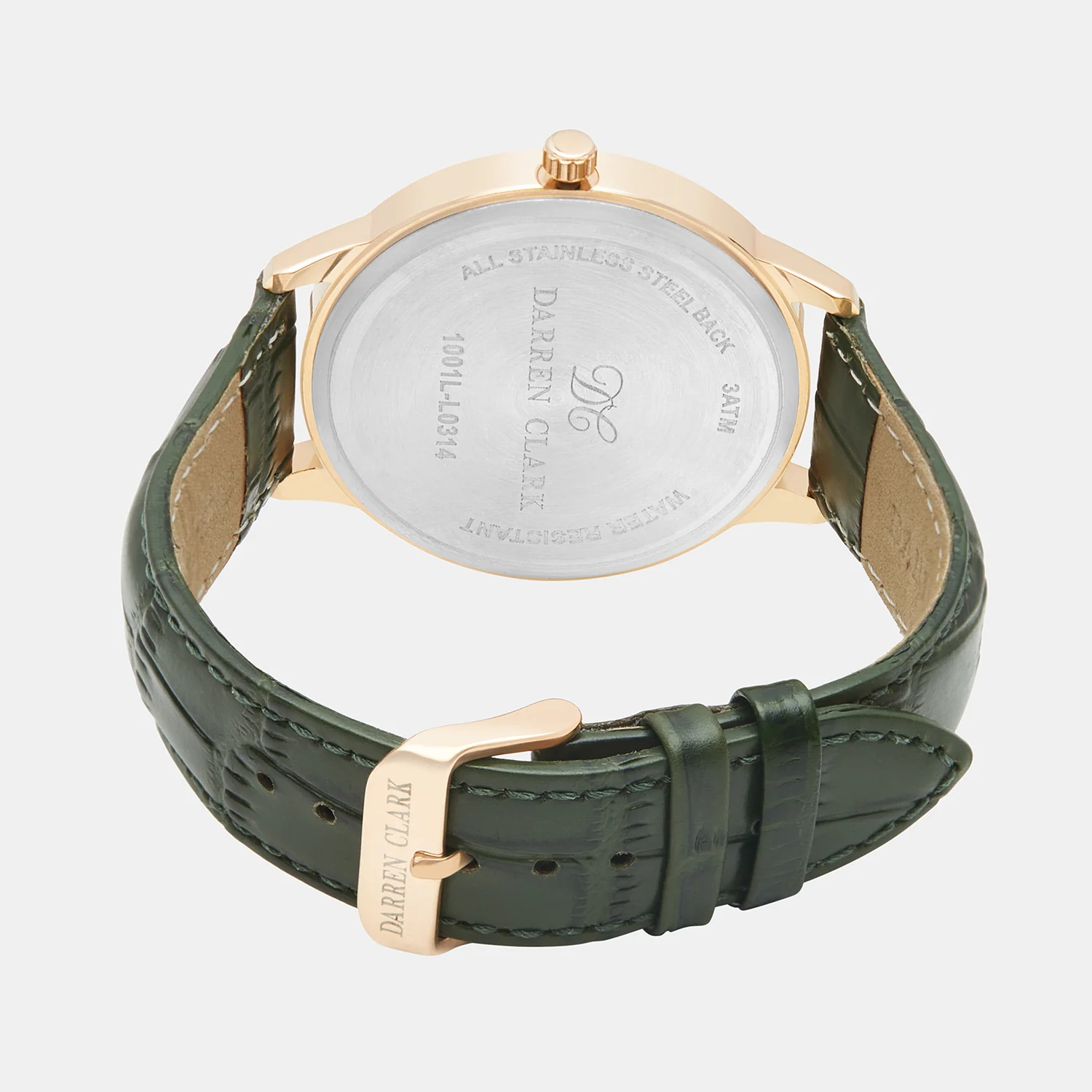 Men Quartz Green Dial Analog Leather Watch 1001L-L0314 - Image 3