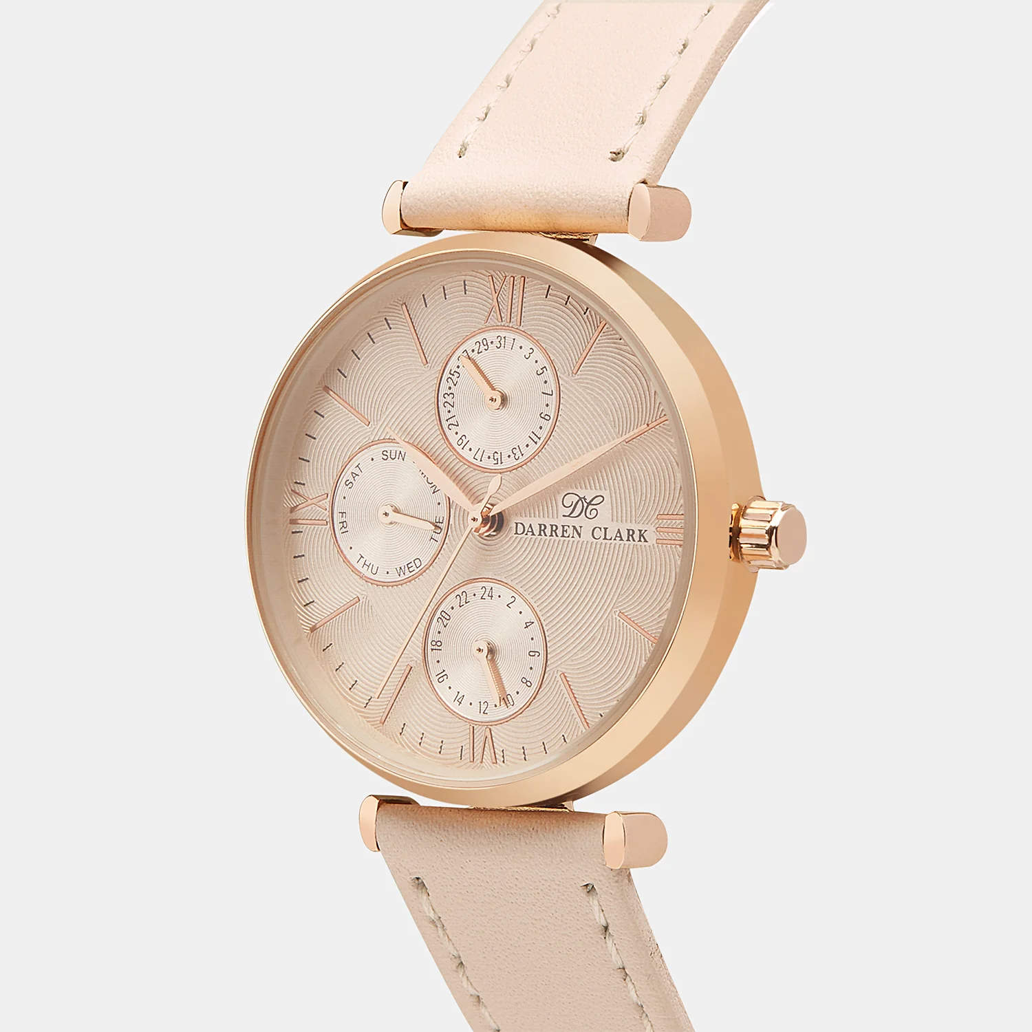 Women Quartz Beige Dial Chronograph Leather Watch 2003R-L0309 - Image 2