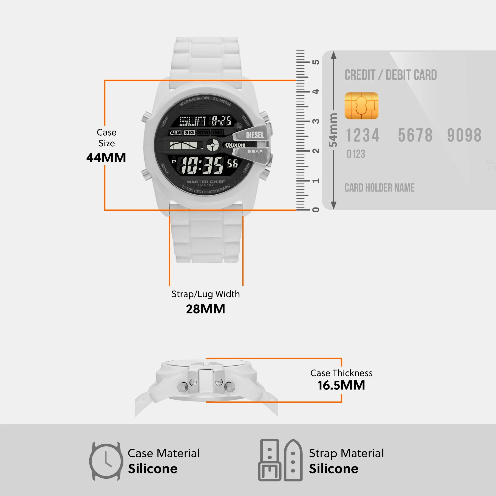 Master Chief Men LCD White Dial Digital Silicone Watch DZ2157 - Image 7