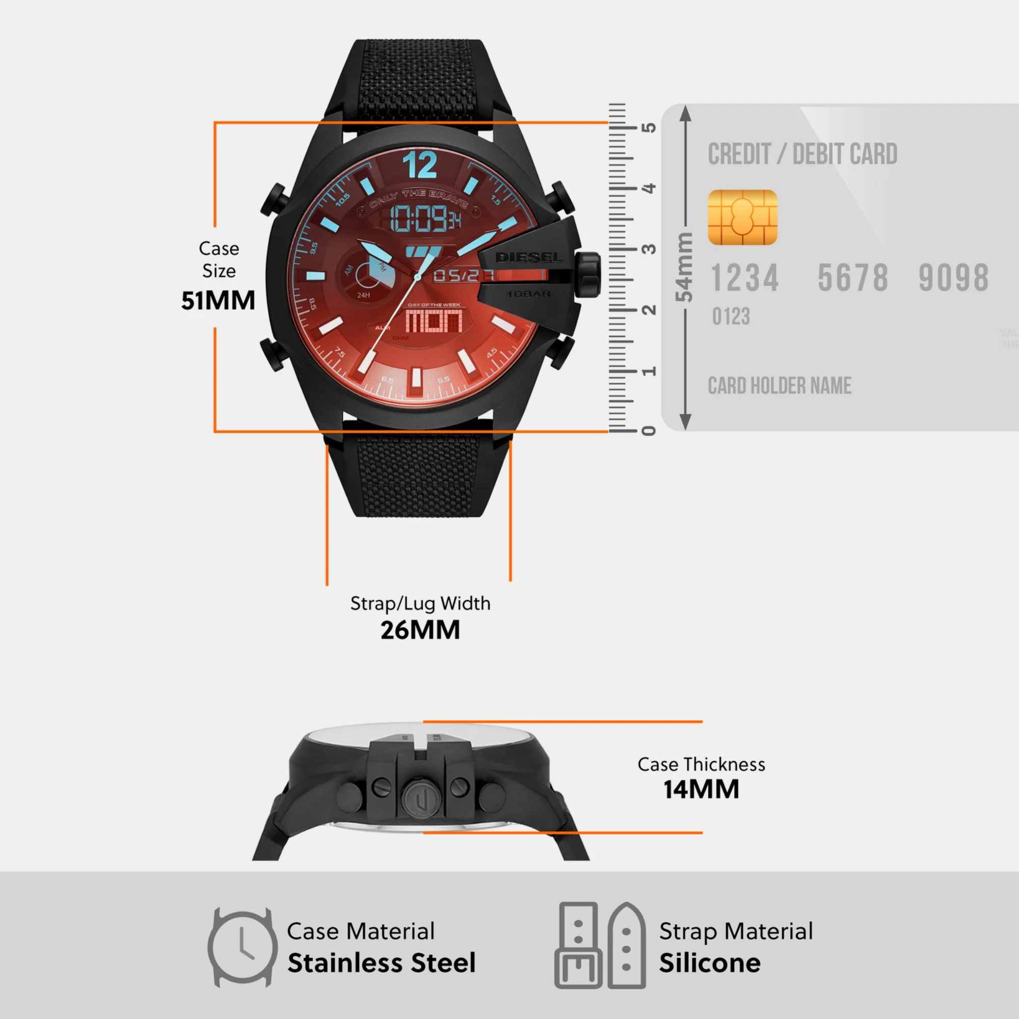 Mega Chief Men Quartz Black Dial Analog-Digital Silicone Watch DZ4548 - Image 5