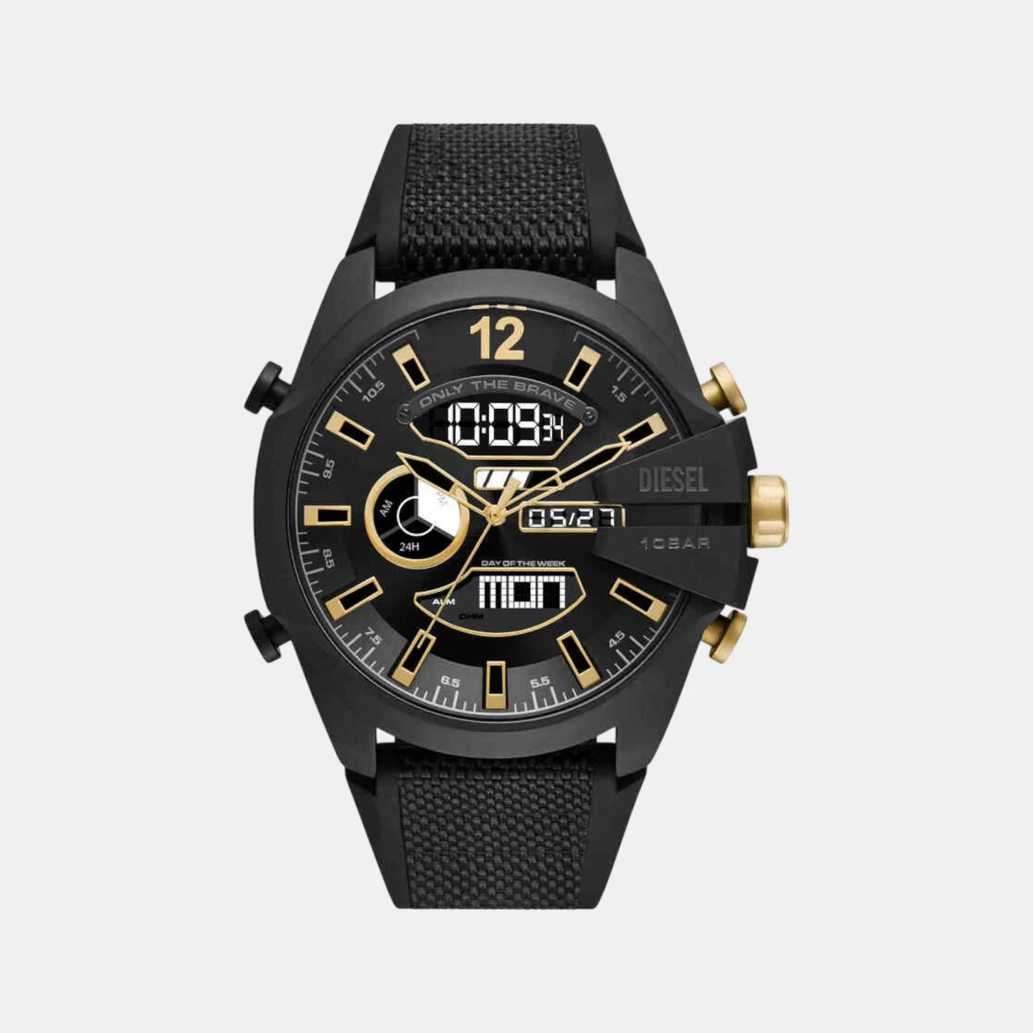 Mega Chief Men Quartz Black Dial Analog-Digital Silicone Watch DZ4552