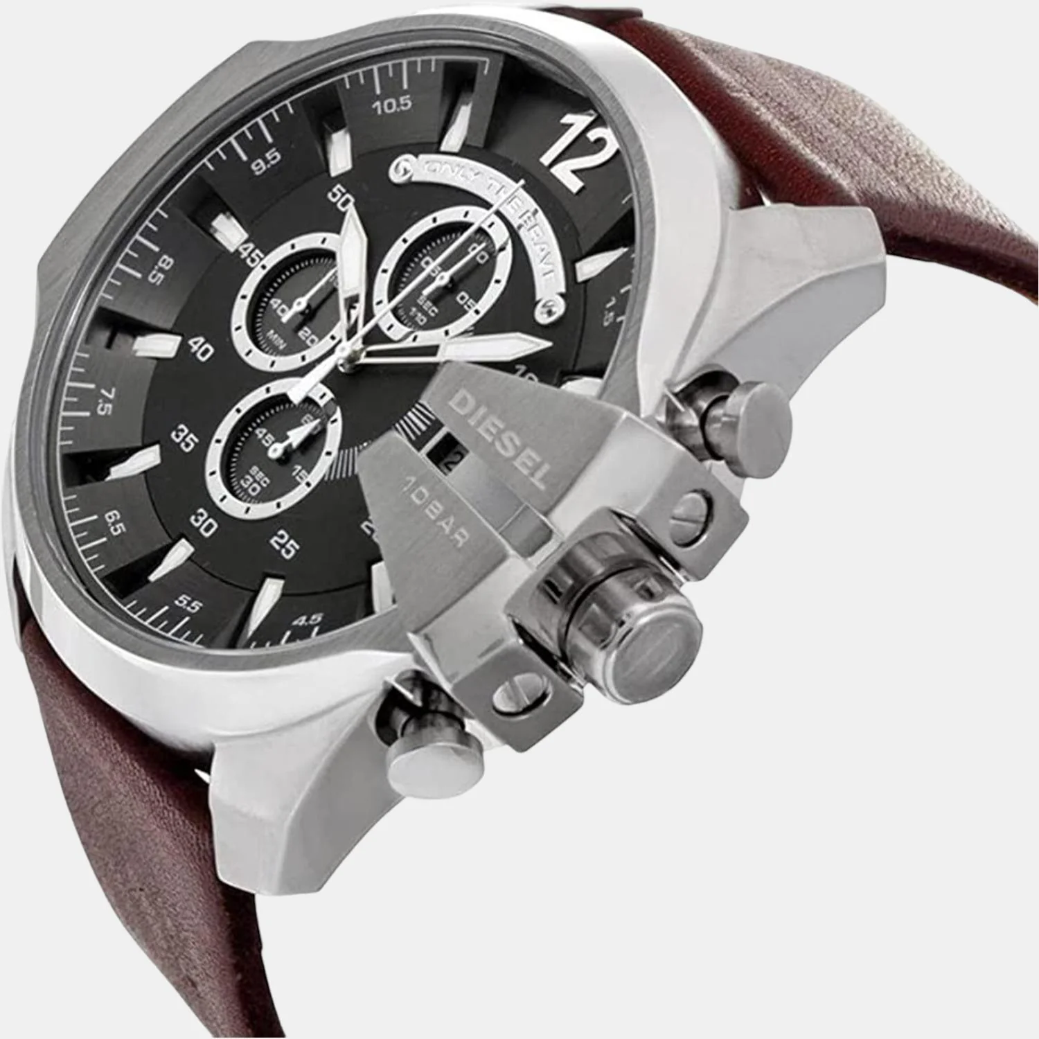 Mega Chief Men Quartz Black Dial Chronograph Leather Watch DZ4290 - Image 4