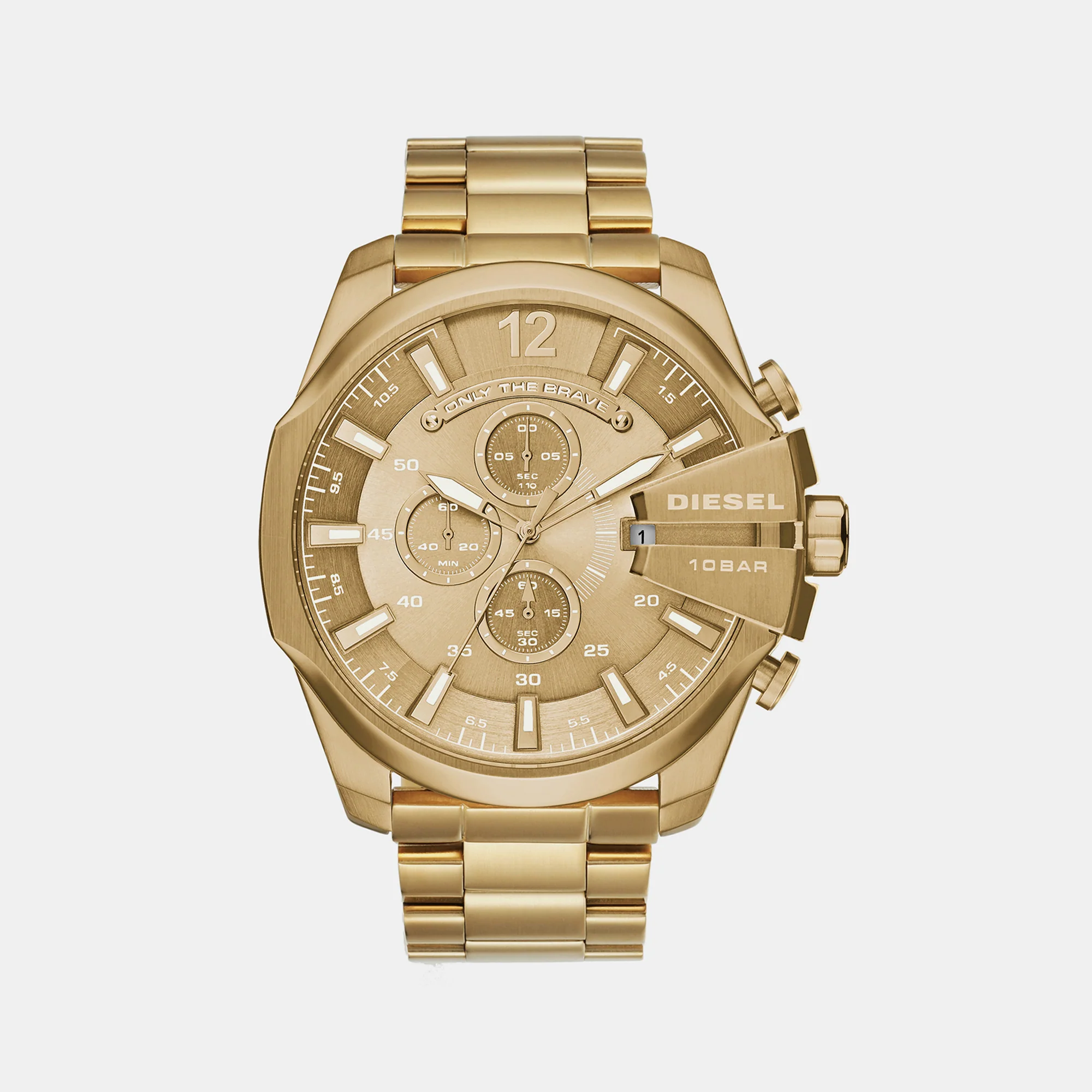 Mega Chief Men Quartz Gold Dial Chronograph Stainless Steel Watch DZ4360