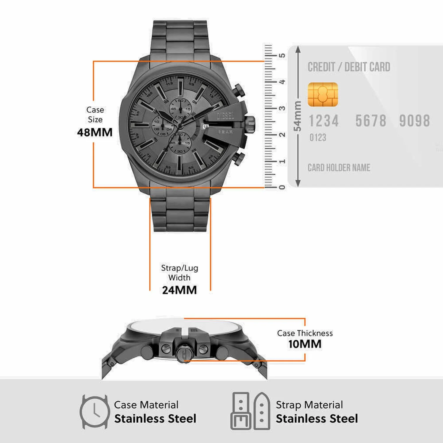 Mega Chief Men Quartz Gray Dial Analog Stainless Steel Watch DZ4676 - Image 5