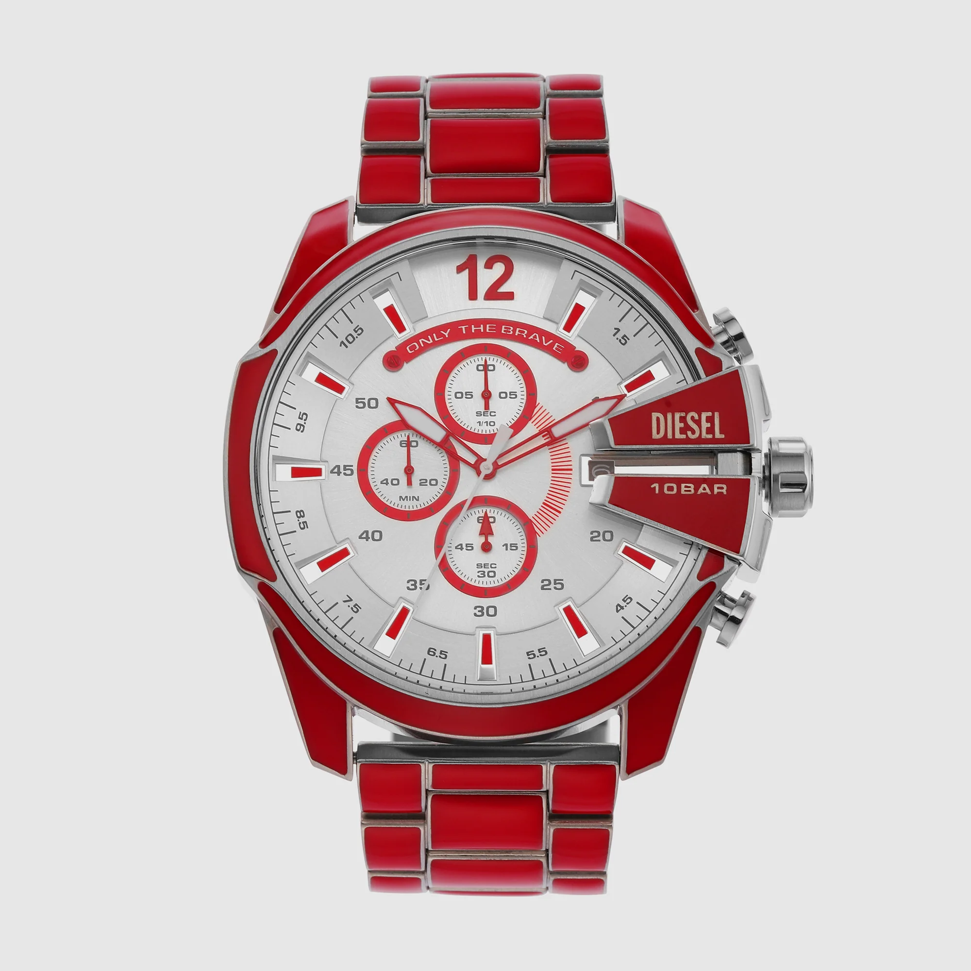 Mega Chief Men Quartz Silver Dial Chronograph Stainless Steel Watch DZ4638