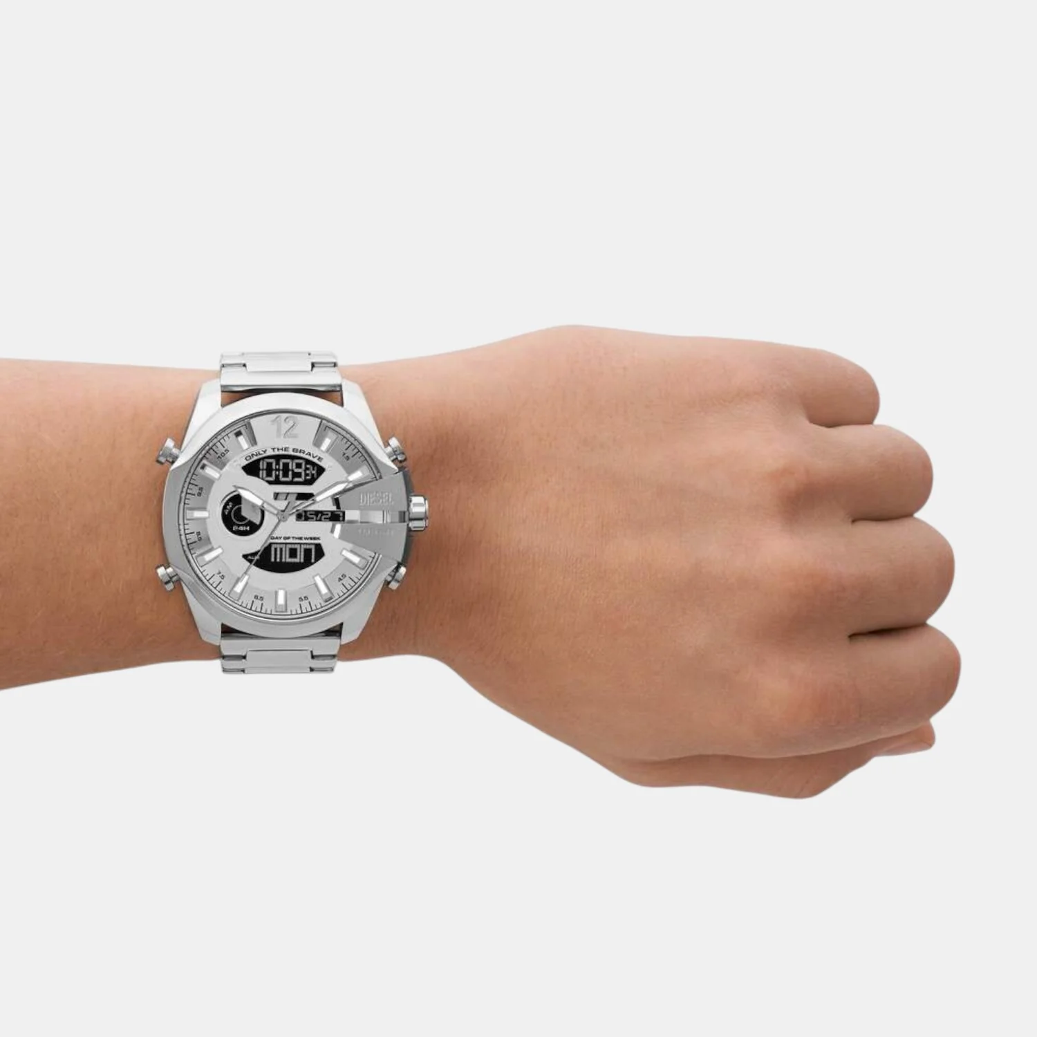 Mega Chief Men Quartz Two Tone Dial Analog-Digital Stainless Steel Watch DZ4648 - Image 4
