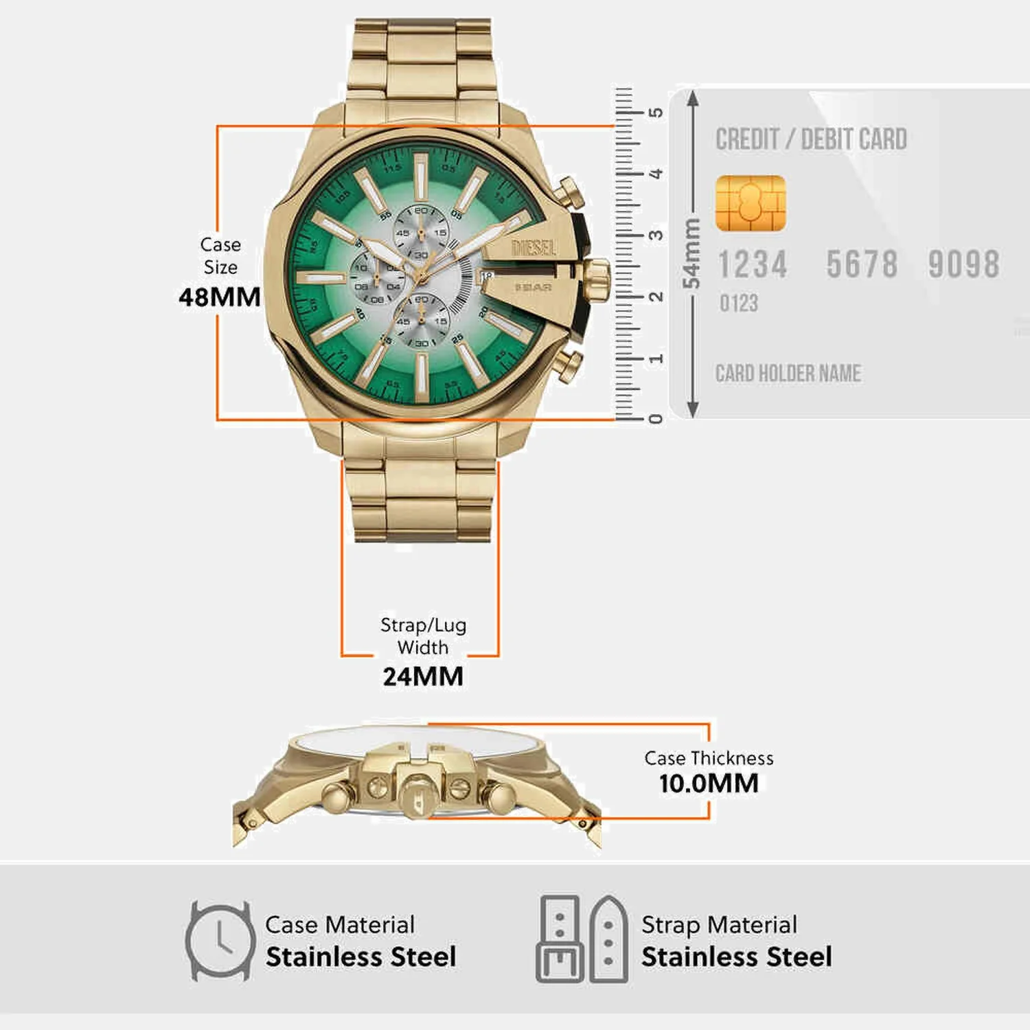 Mega Chief Slim Men Quartz Two Tone Dial Chronograph Stainless Steel Watch DZ4684 - Image 5