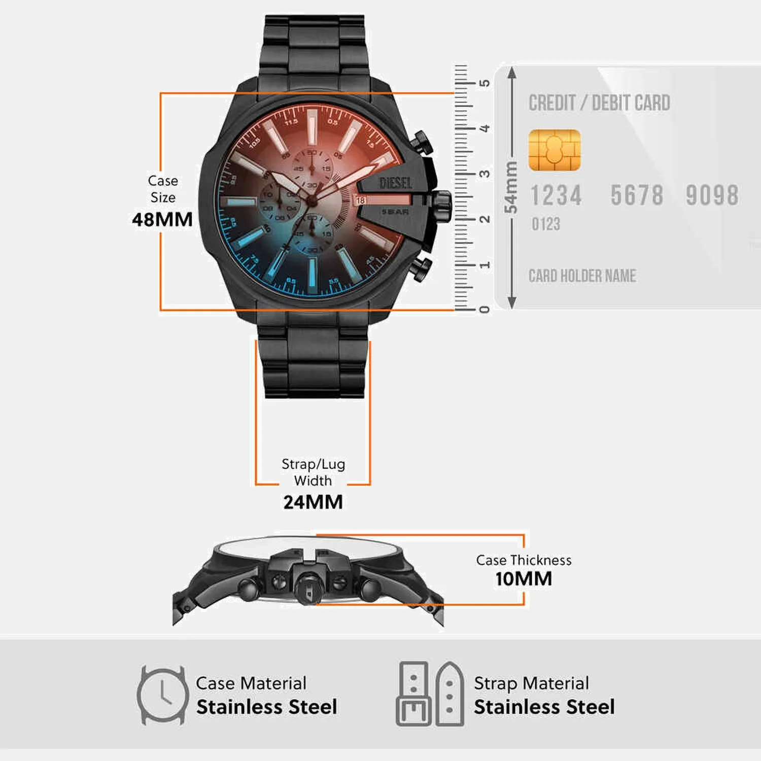 Mega Chief Slim Men Quartz Two Tone Dial Chronograph Stainless Steel Watch DZ4689 - Image 5