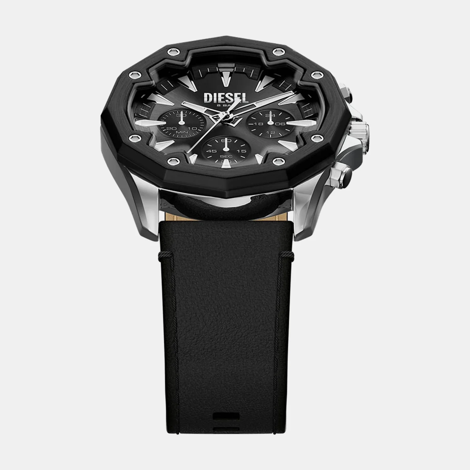 Men Quartz Black Dial Chronograph Leather Watch DZ4710 - Image 6