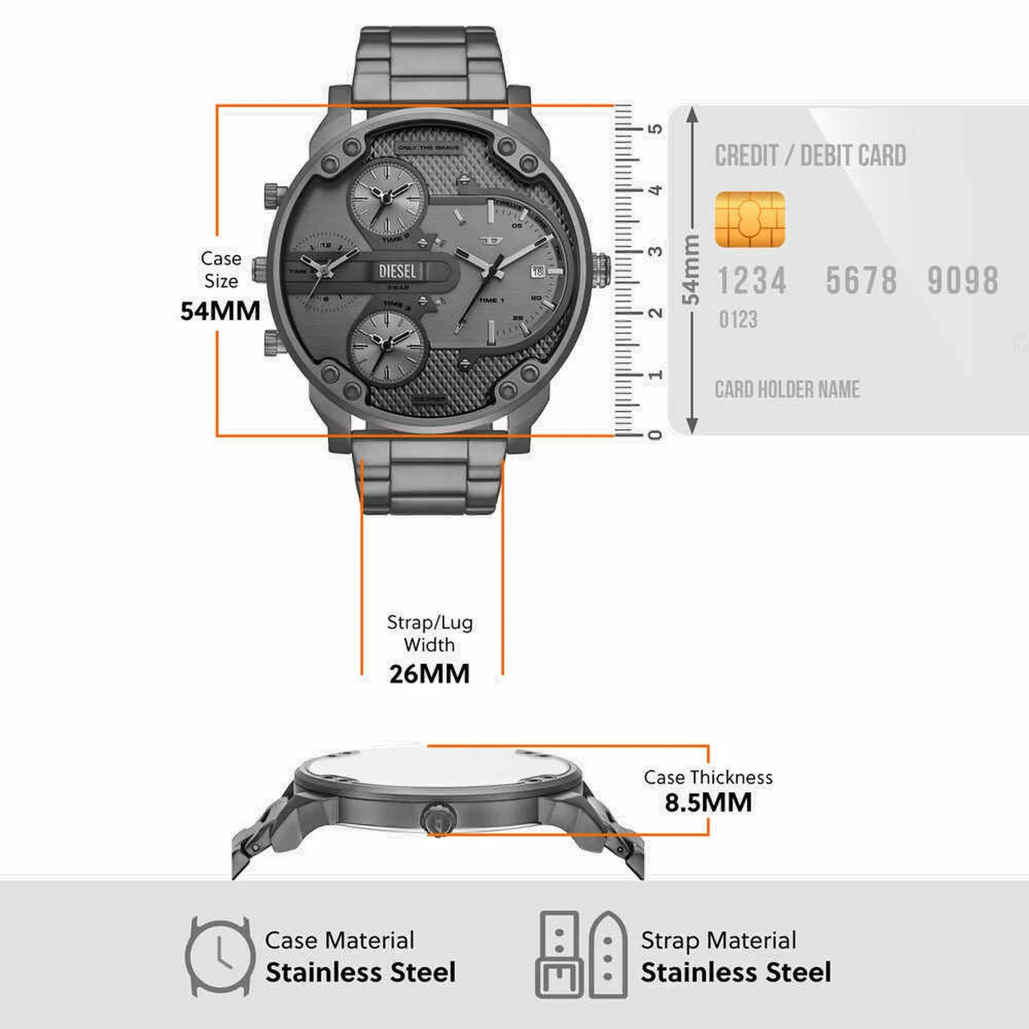Mr. Daddy Slim Men Quartz Grey Dial Analog Stainless Steel Watch DZ7487 - Image 5