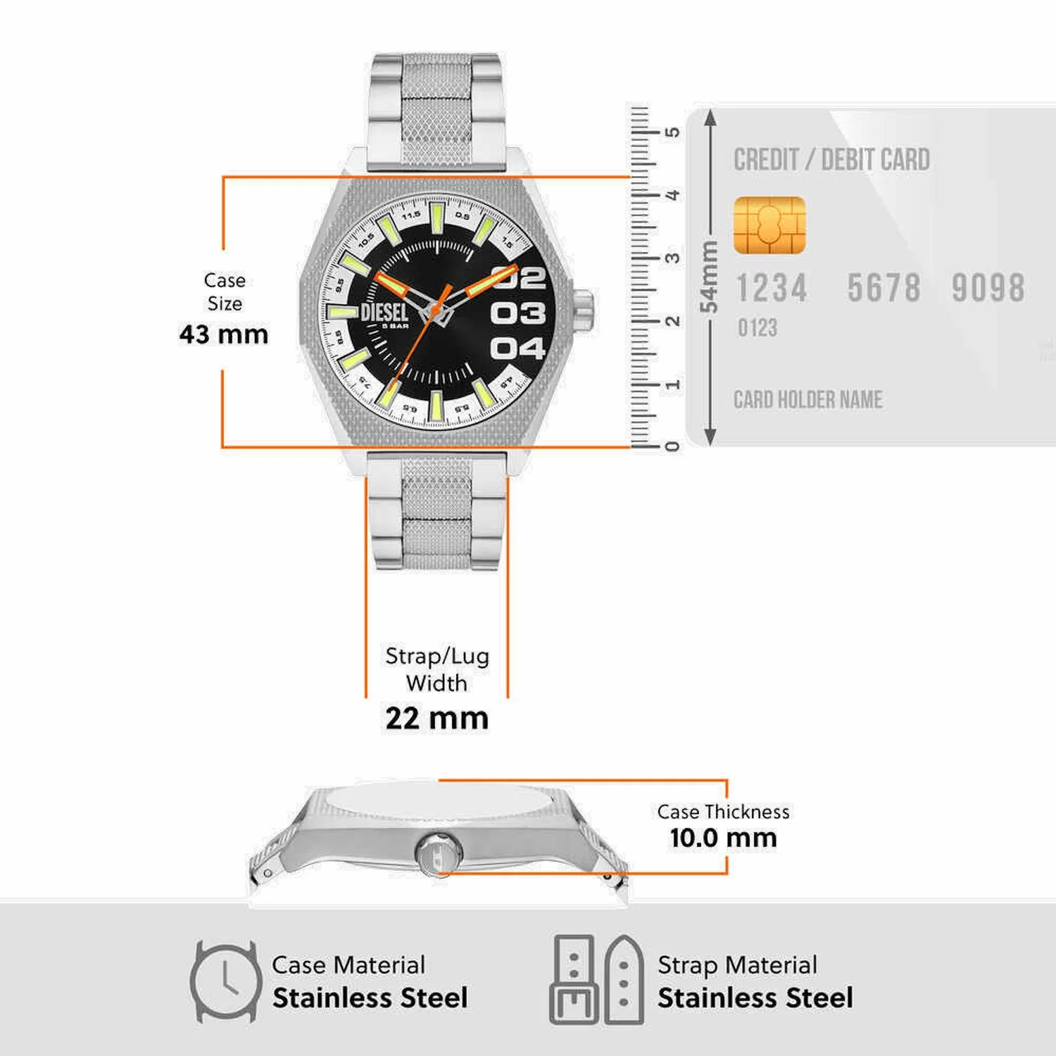 Scraper Men Quartz Black Dial Analog Stainless Steel Watch DZ2172 - Image 5
