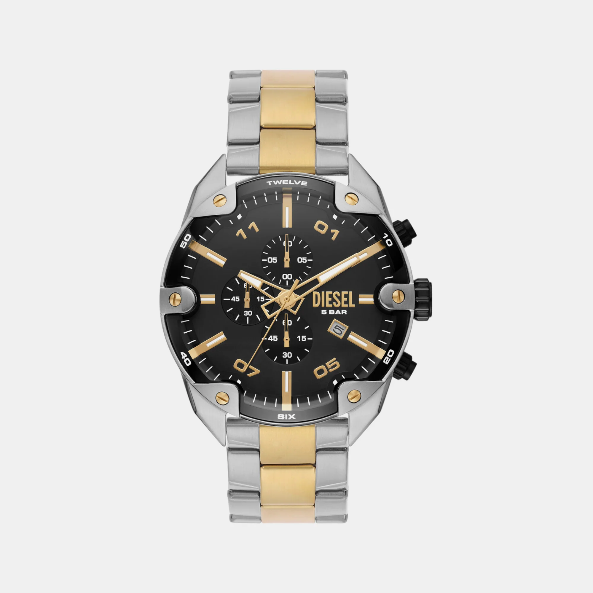 Spiked Men Quartz Black Dial Chronograph Stainless Steel Watch DZ4627 - Image 2