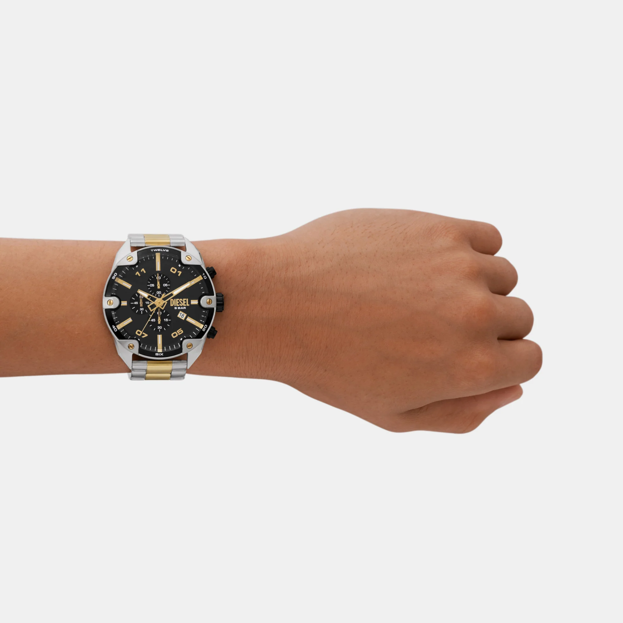 Spiked Men Quartz Black Dial Chronograph Stainless Steel Watch DZ4627 - Image 4