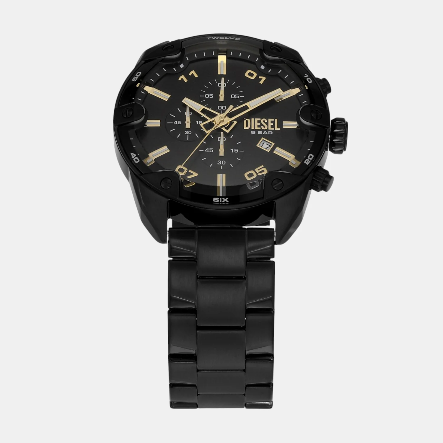 Spiked Men Quartz Black Dial Chronograph Stainless Steel Watch DZ4644 - Image 3