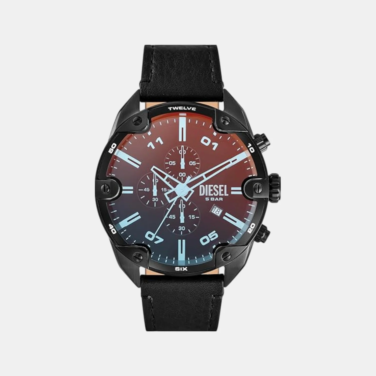 Spiked Men Quartz Black Dial Chronograph Leather Watch DZ4667 - Image 2