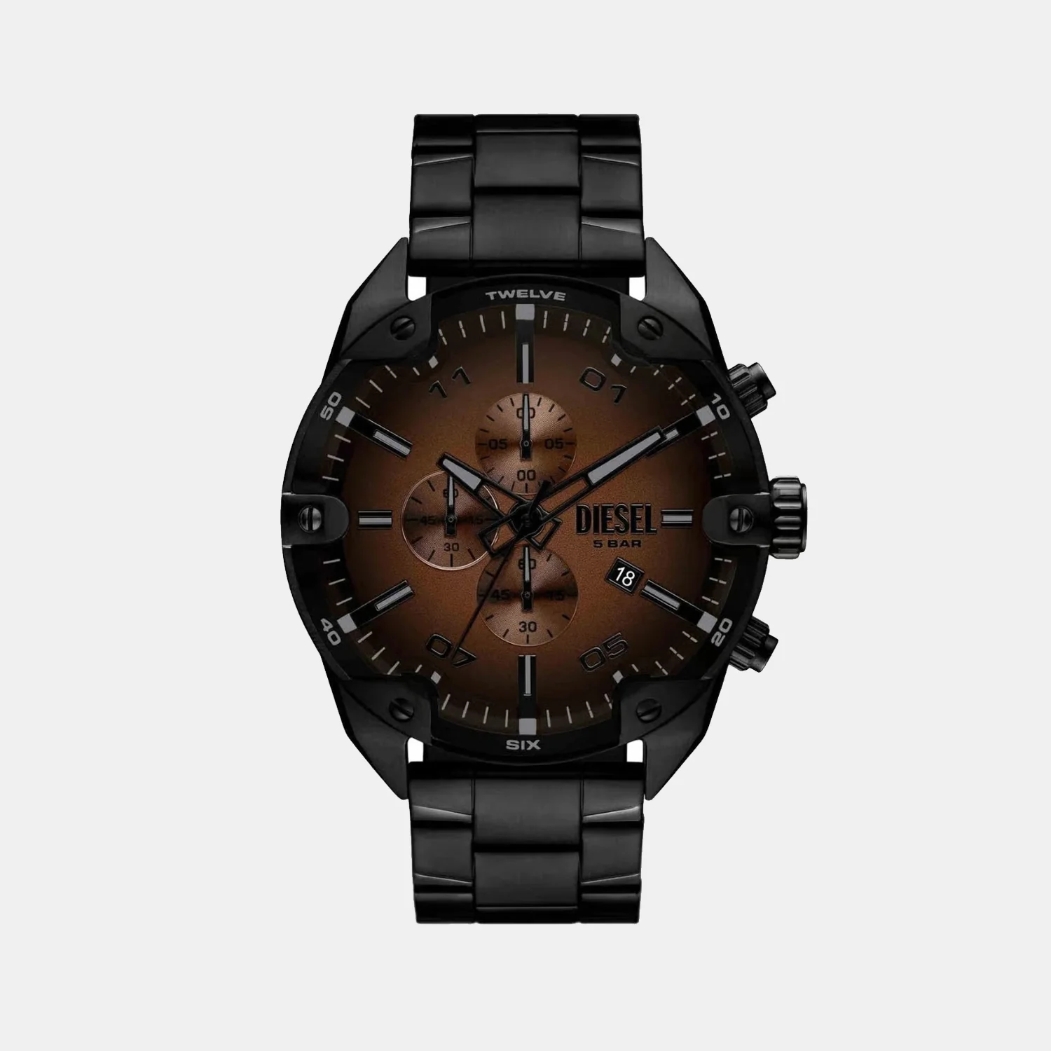 Spiked Men Quartz Two Tone Dial Chronograph Stainless Steel Watch DZ4691