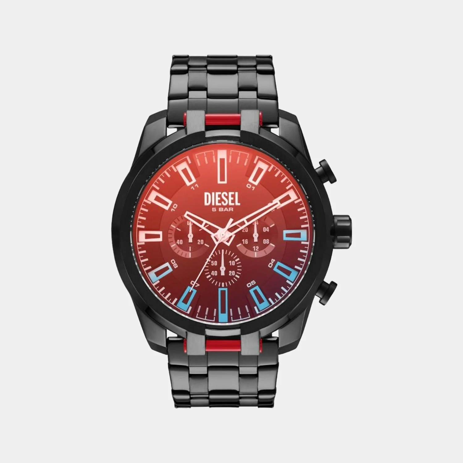Split Men Quartz Red Dial Chronograph Stainless Steel Watch DZ4589