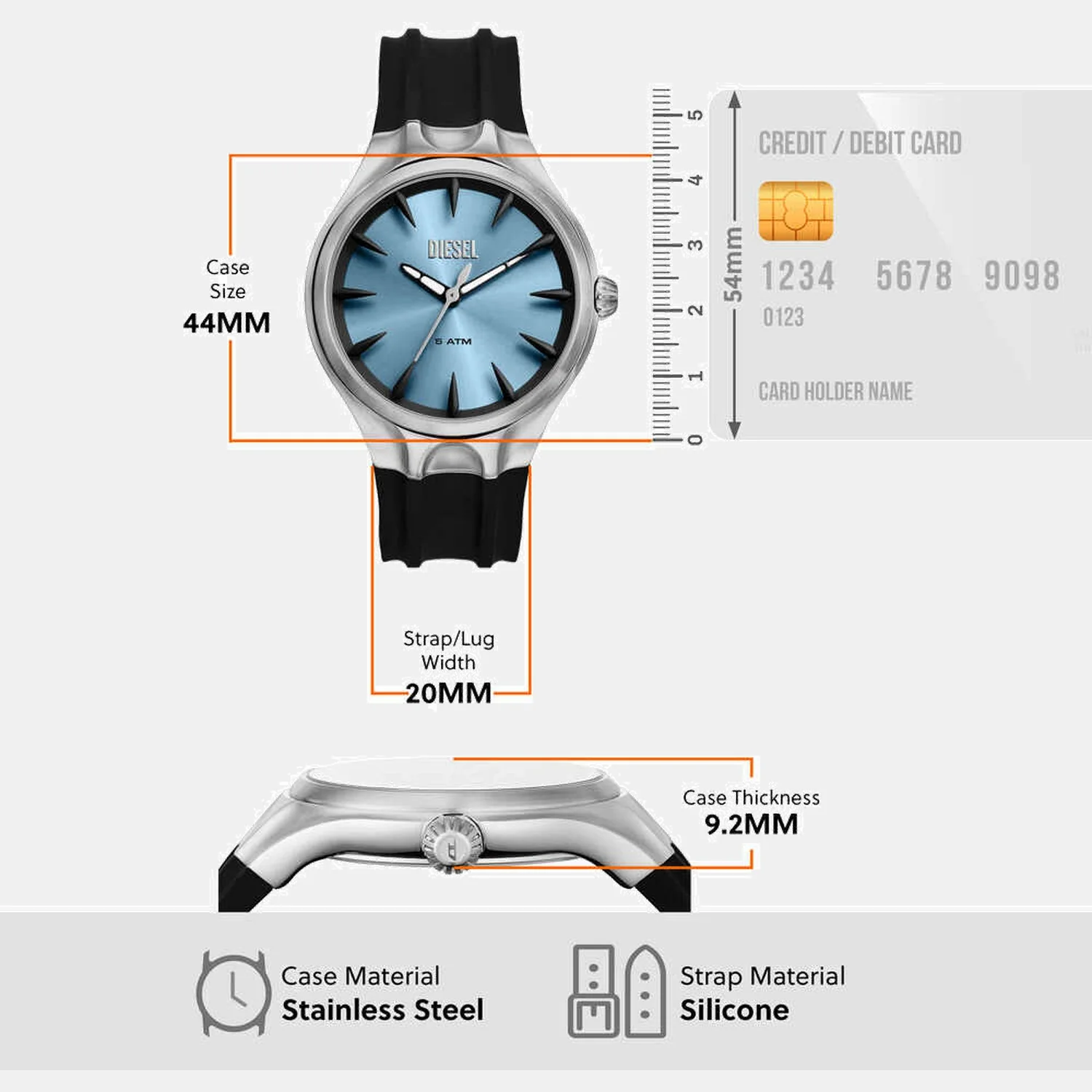 Streamline Men Quartz Blue Dial Analog Silicone Watch DZ2216 - Image 5