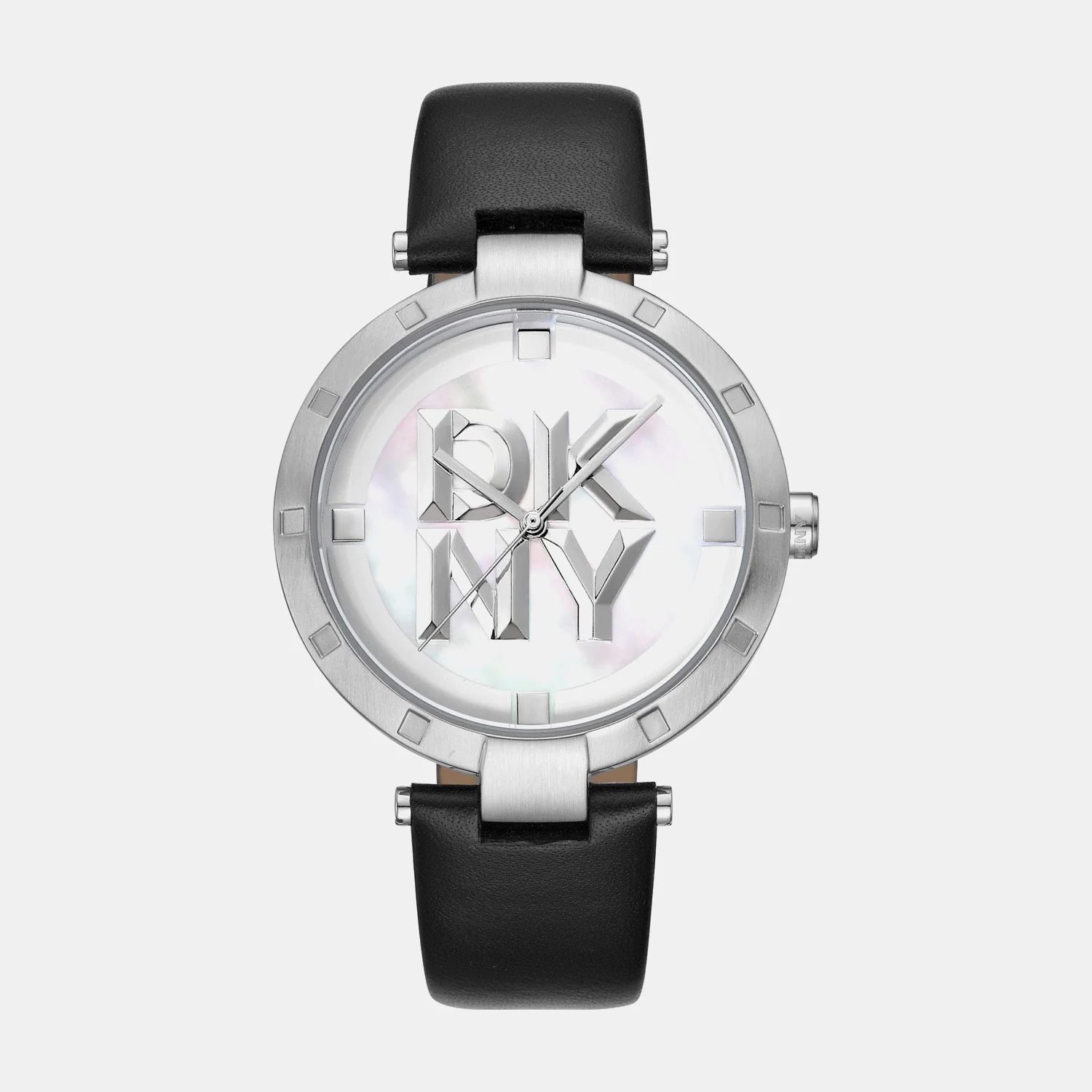 Essential Logo Women Quartz White Mother Of Pearl Dial Analog Leather Watch DK1L041L0015