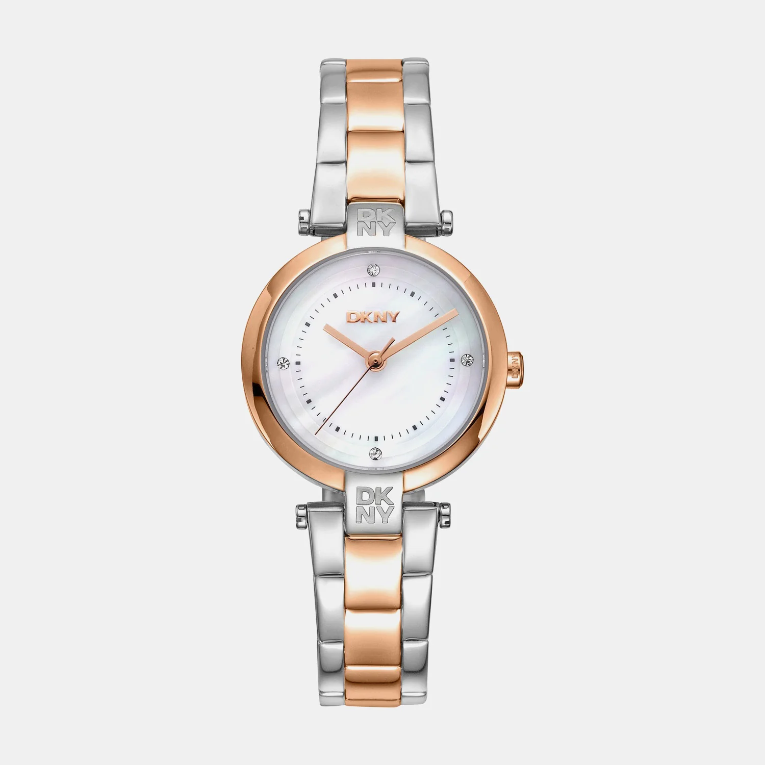 Essential Mini Women Quartz White Mother Of Pearl Dial Analog Stainless Steel Watch DK1L043M0095