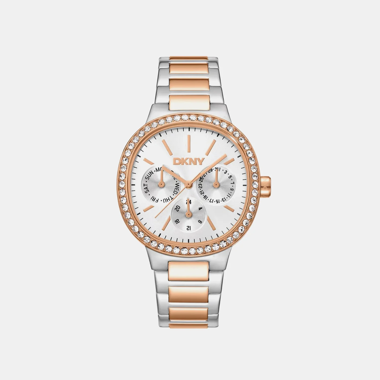 Evening Women Quartz Silver Dial Multi-Function Stainless Steel Watch DK1L084M0095