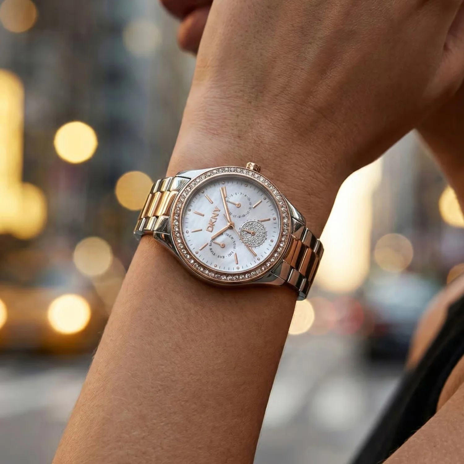 Evening Women Quartz White Mother Of Pearl Dial Multi-Function Stainless Steel Watch DK1L129M0095 - Image 6