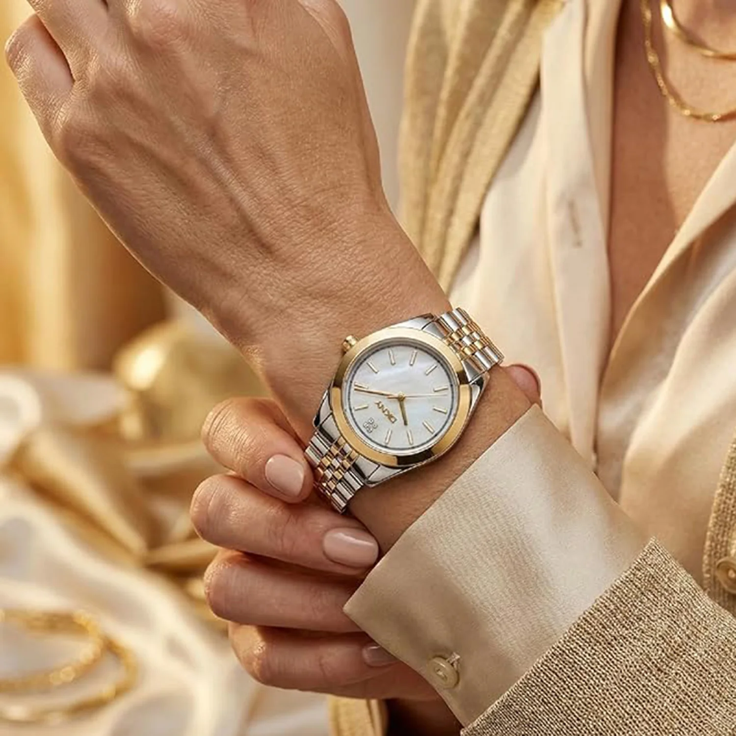 Nolita Midi Women Quartz White Mother Of Pearl Dial Analog Stainless Steel Watch DK1L029M0075 - Image 5