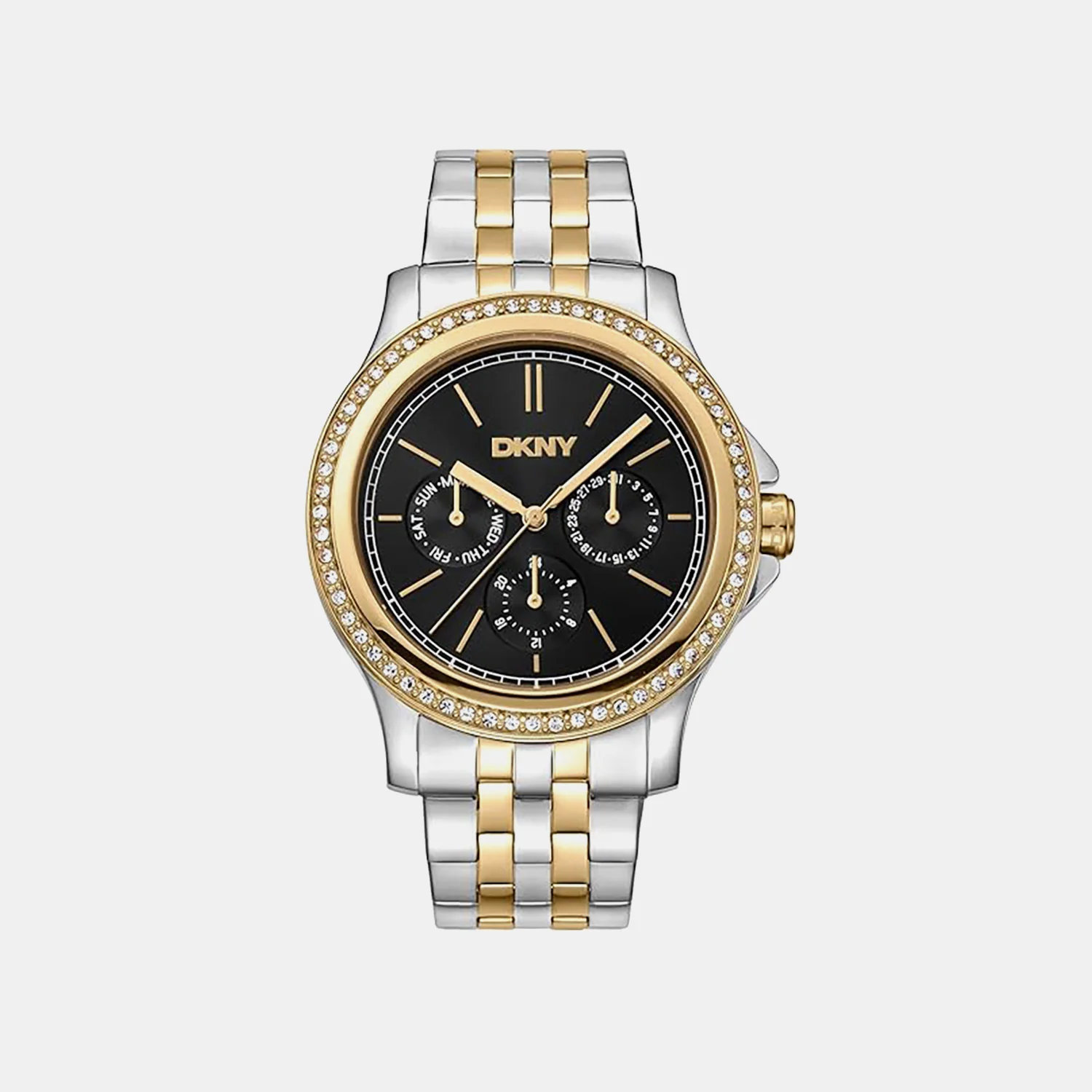 Nolita Multi Glitz Women Quartz Black Dial Multi-Function Stainless Steel Watch DK1L064M0085