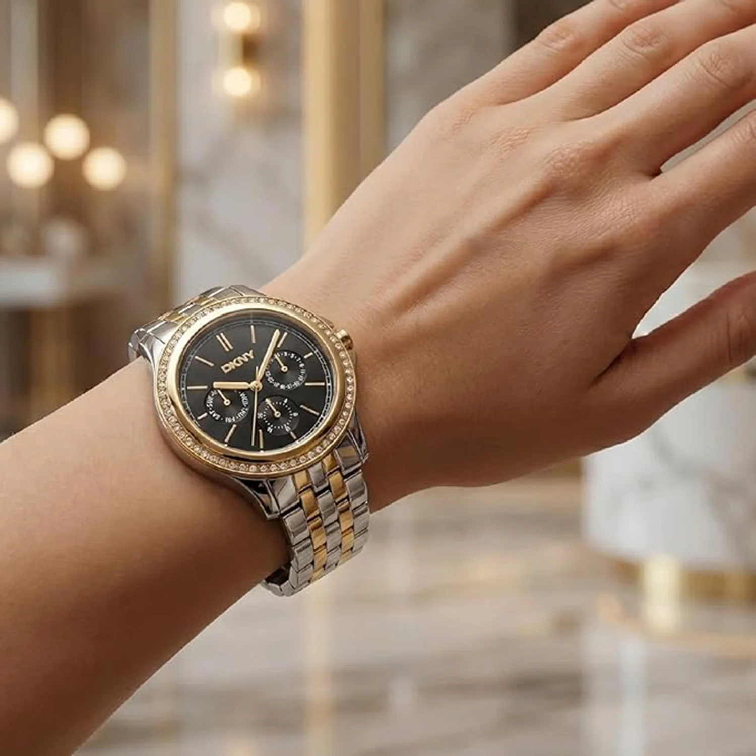 Nolita Multi Glitz Women Quartz Black Dial Multi-Function Stainless Steel Watch DK1L064M0085 - Image 5