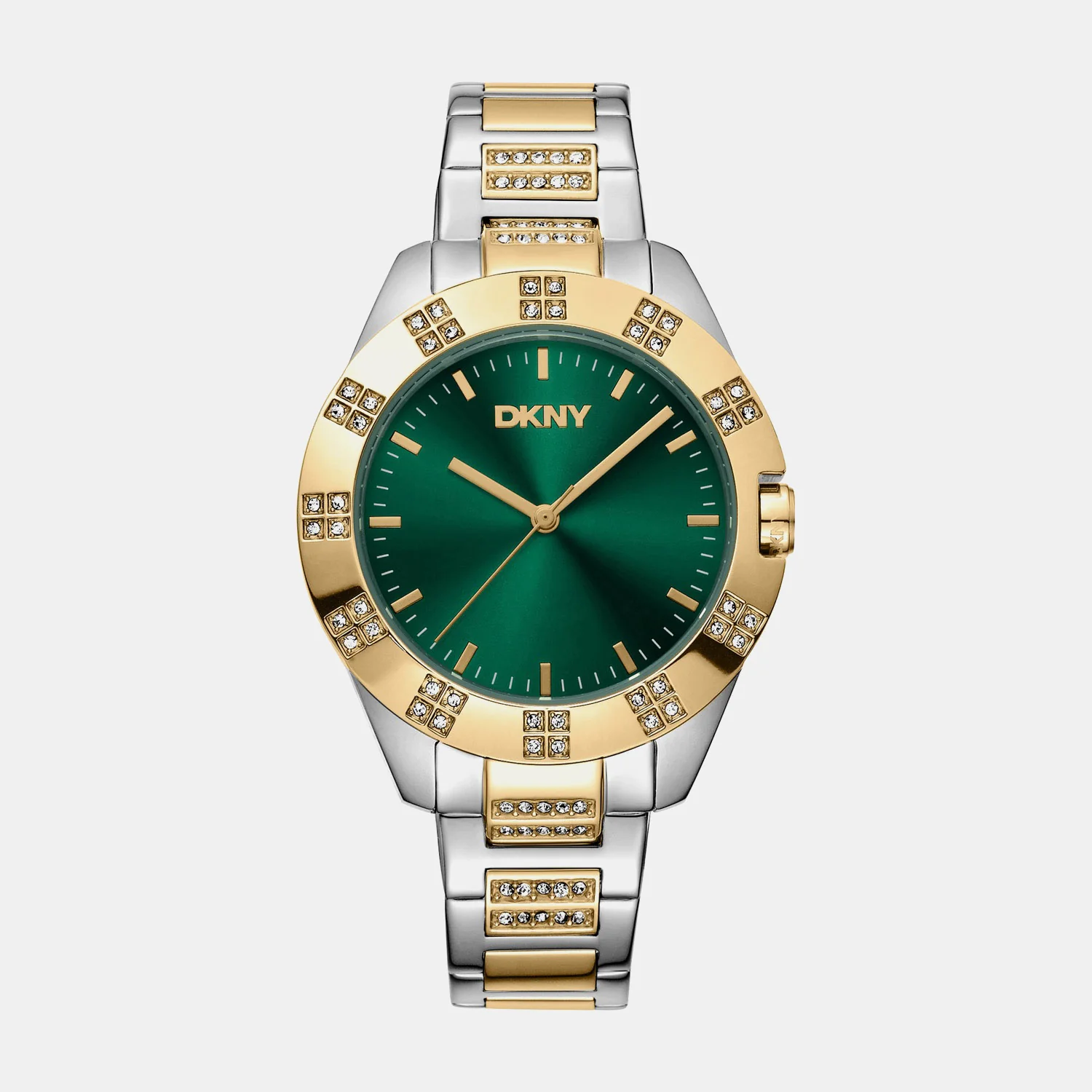 Park Ave Glitz Women Quartz Green Dial Analog Stainless Steel Watch DK1L019M0065
