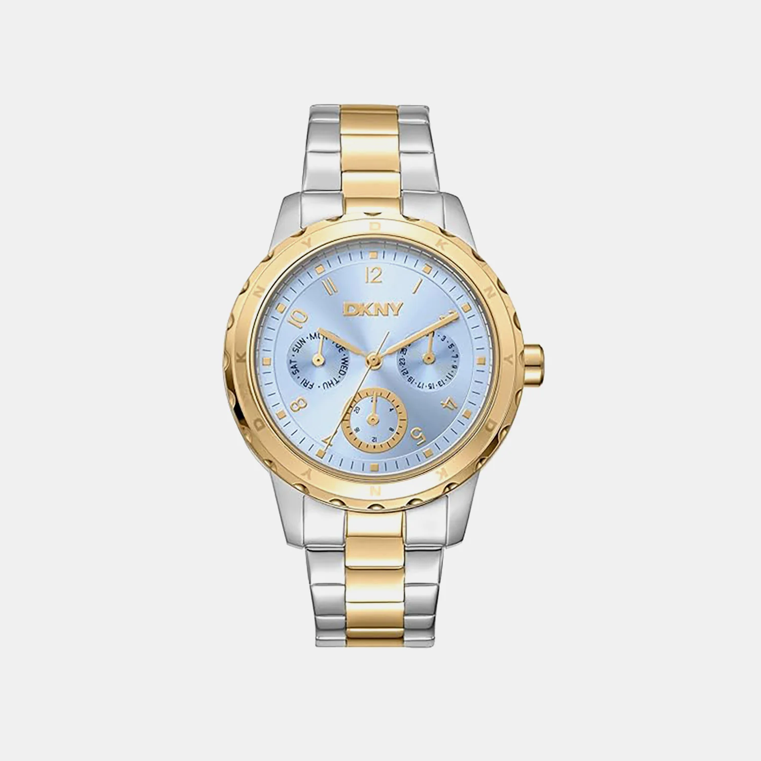 Park Ave Multi Women Quartz Light Blue Dial Multi-Function Stainless Steel Watch DK1L054M0075