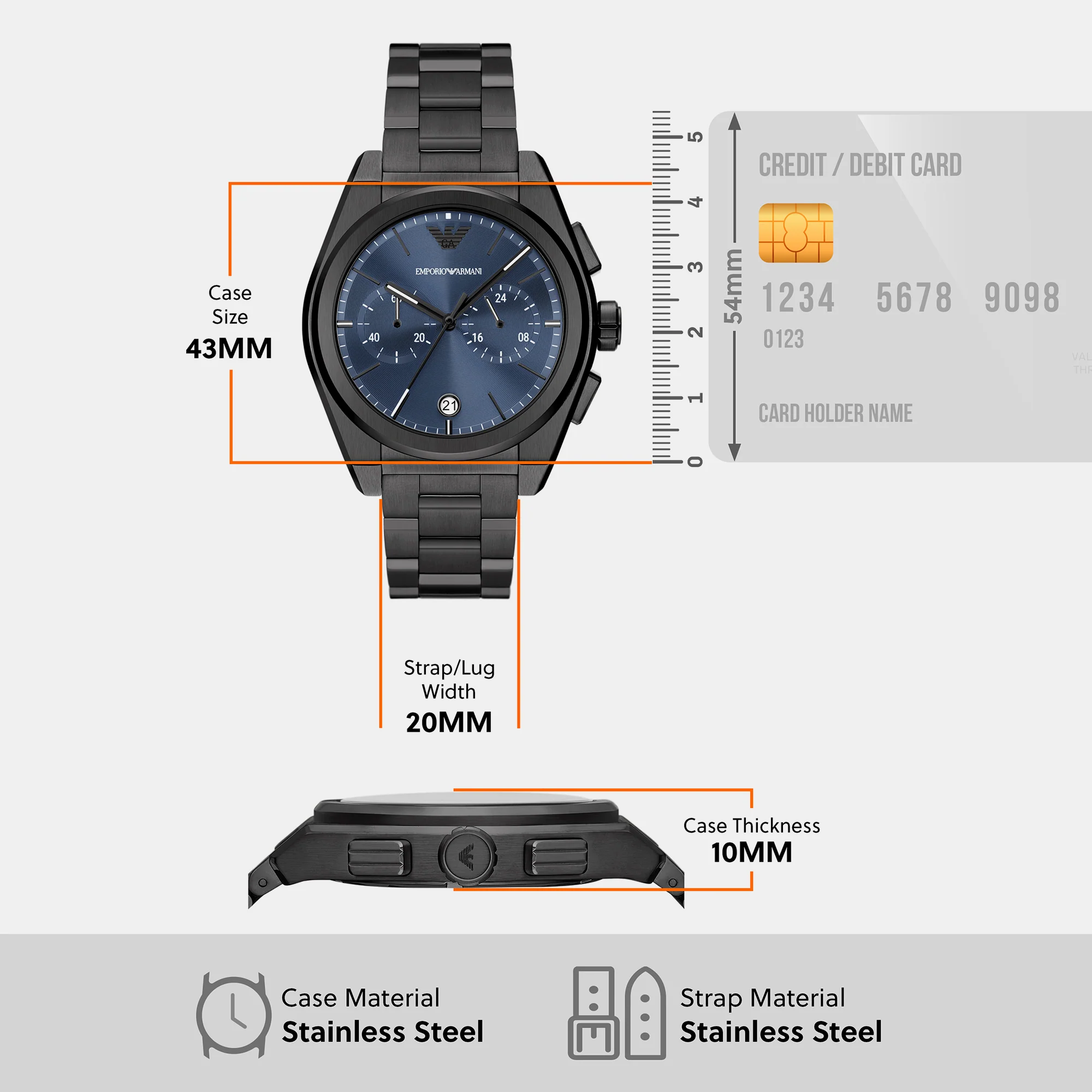 Federico Men Quartz Grey Dial Chronograph Stainless Steel Watch AR11561 - Image 7