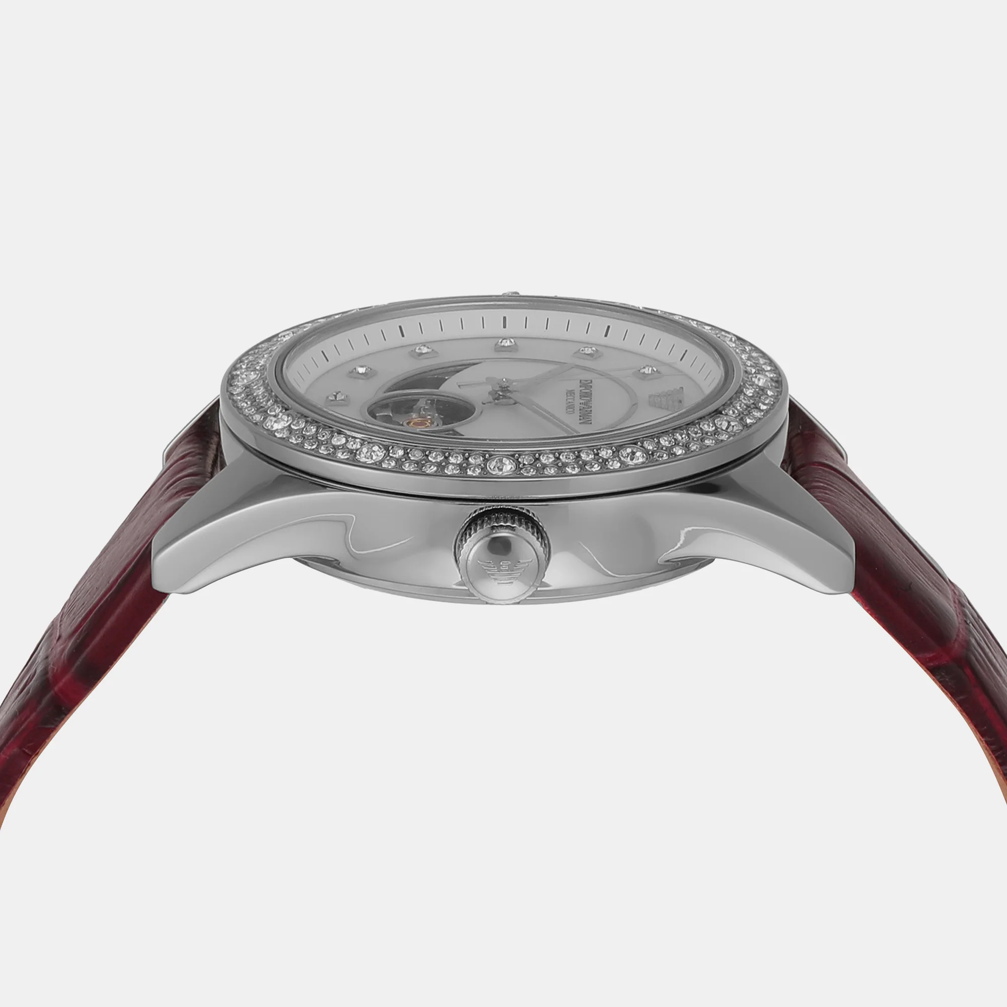 Leo Women Automatic Silver Dial Analog Leather Watch AR60075 - Image 4