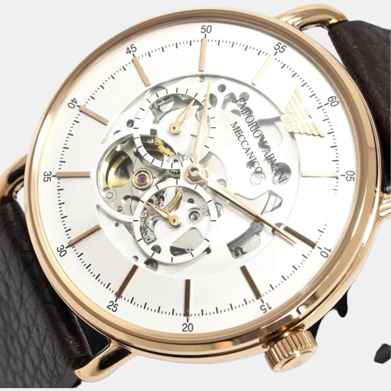 Men Automatic White Dial Chronograph Leather Watch AR60027 - Image 4