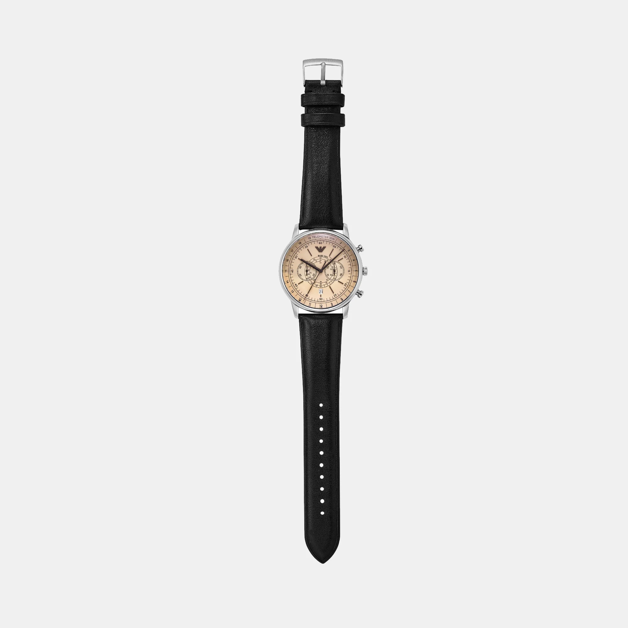 Men Quartz Beige Dial Chronograph Leather Watch AR11634 - Image 6