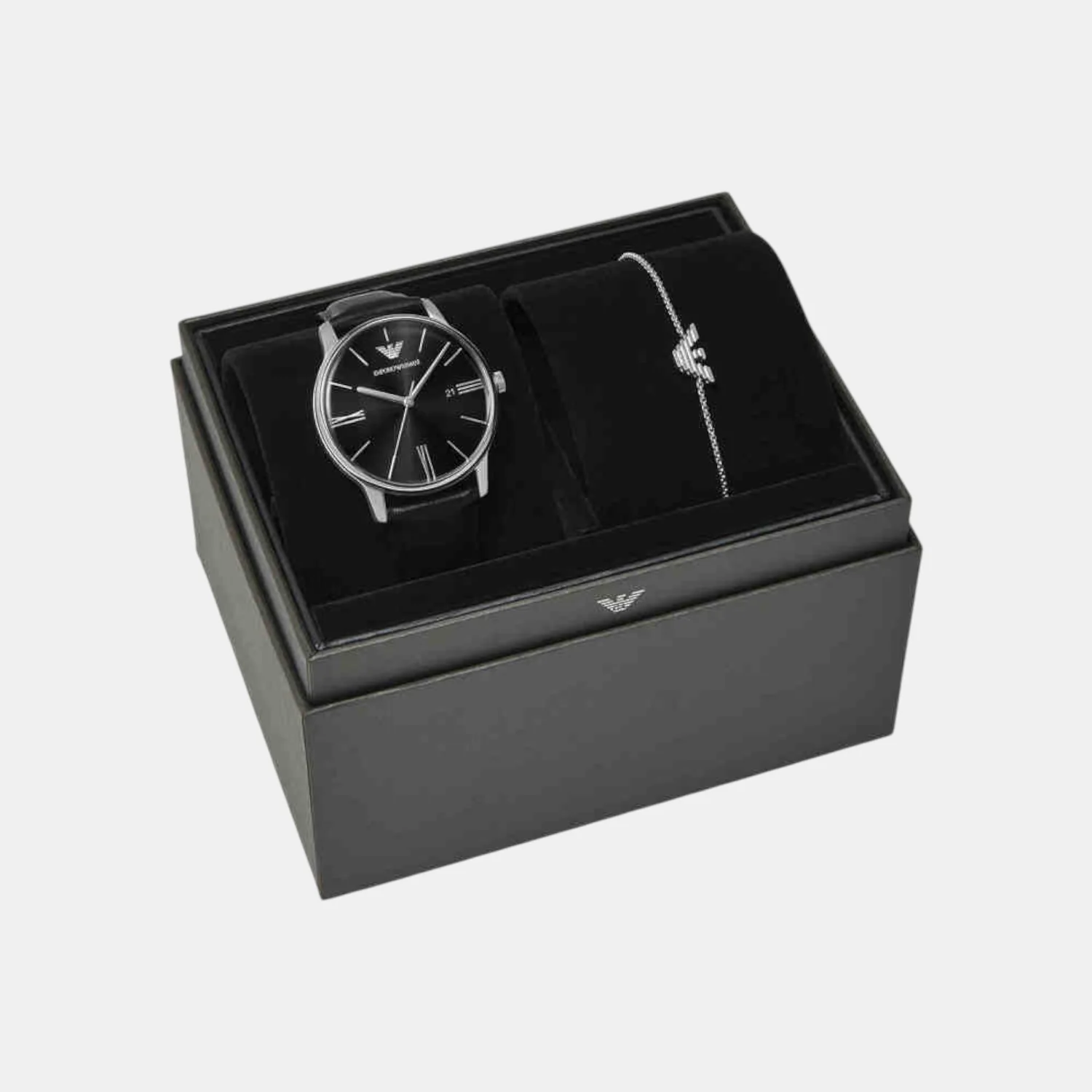 Men Quartz Black Dial Analog Leather Watch AR80079SET - Image 7