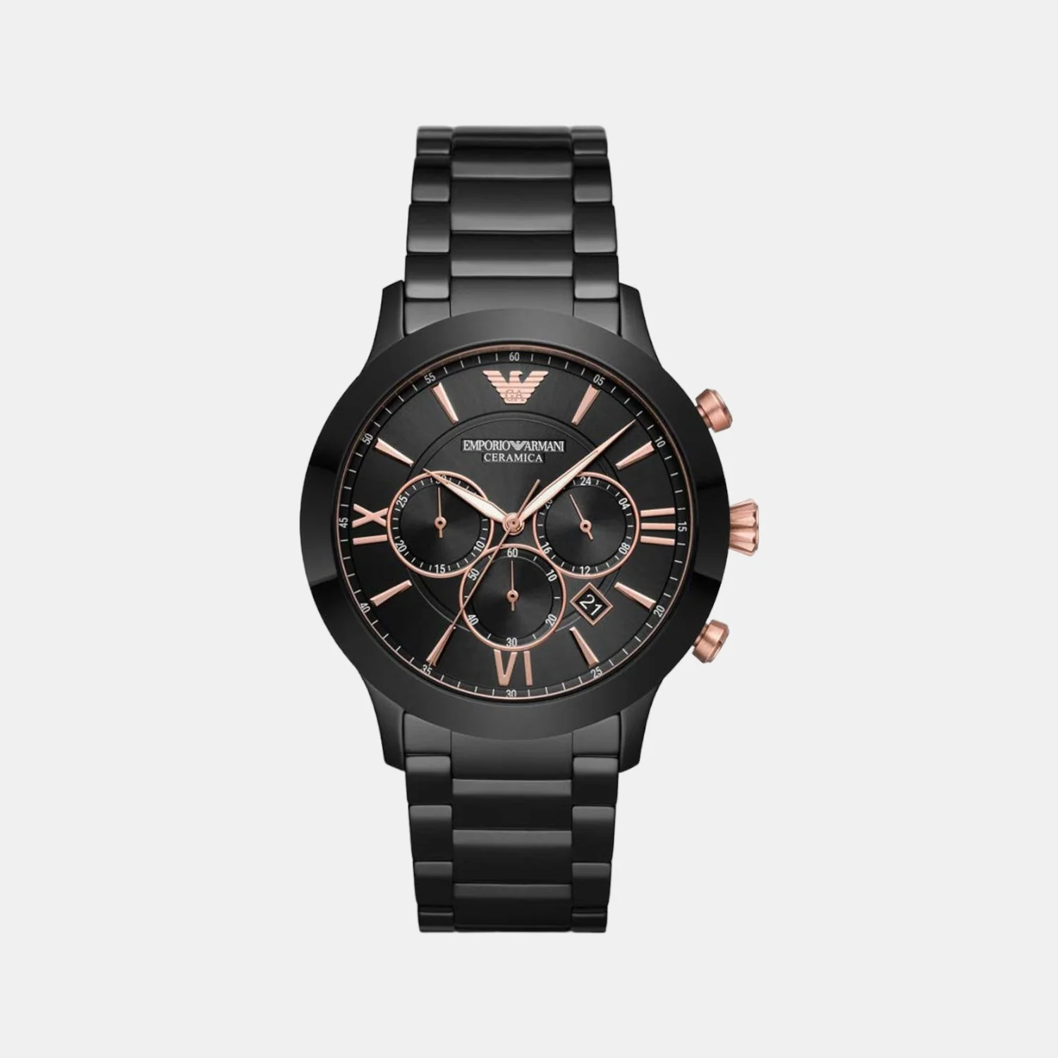 Men Quartz Black Dial Chronograph Ceramic Watch AR70006