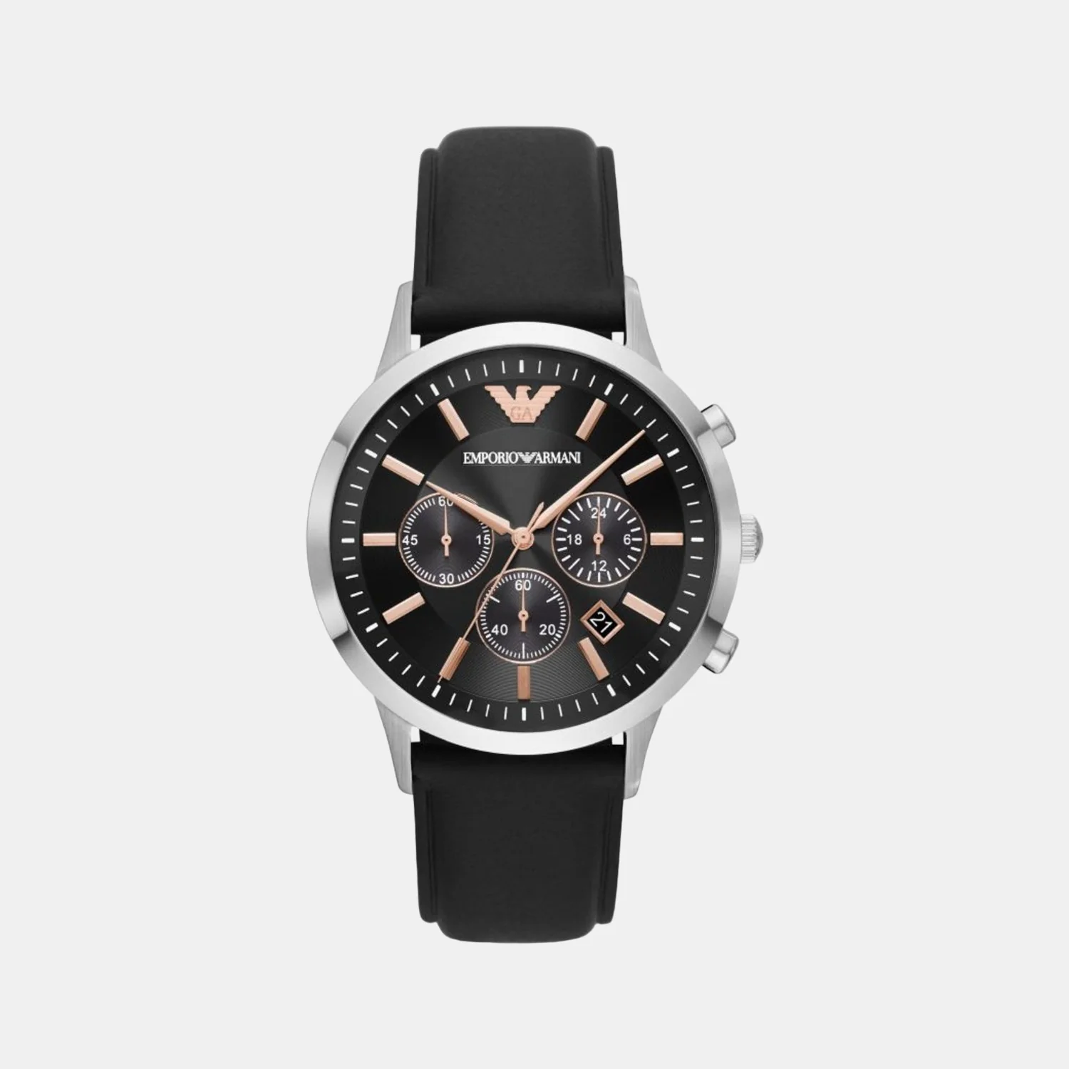 Men Quartz Black Dial Chronograph Leather Watch AR11431