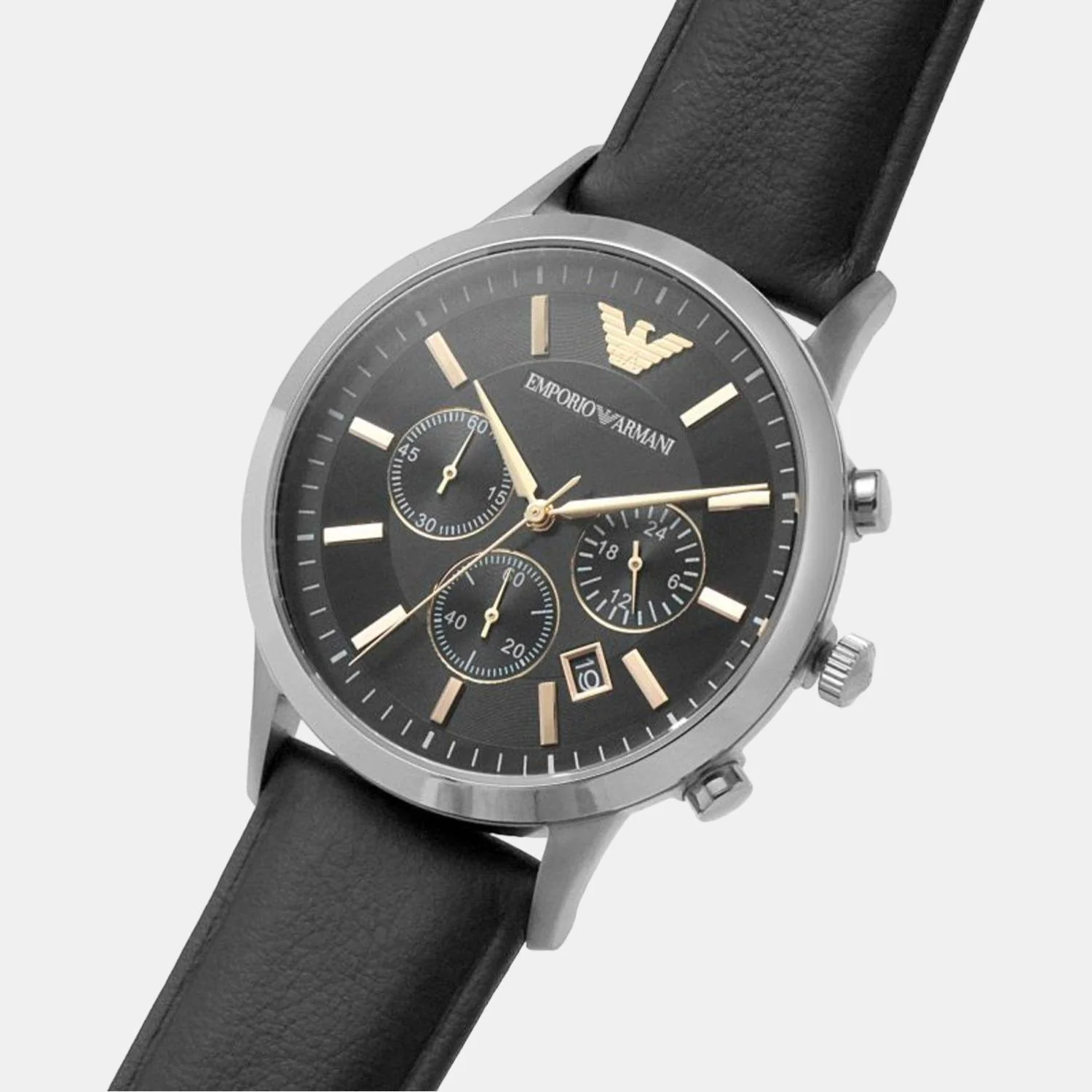 Men Quartz Black Dial Chronograph Leather Watch AR11431 - Image 5