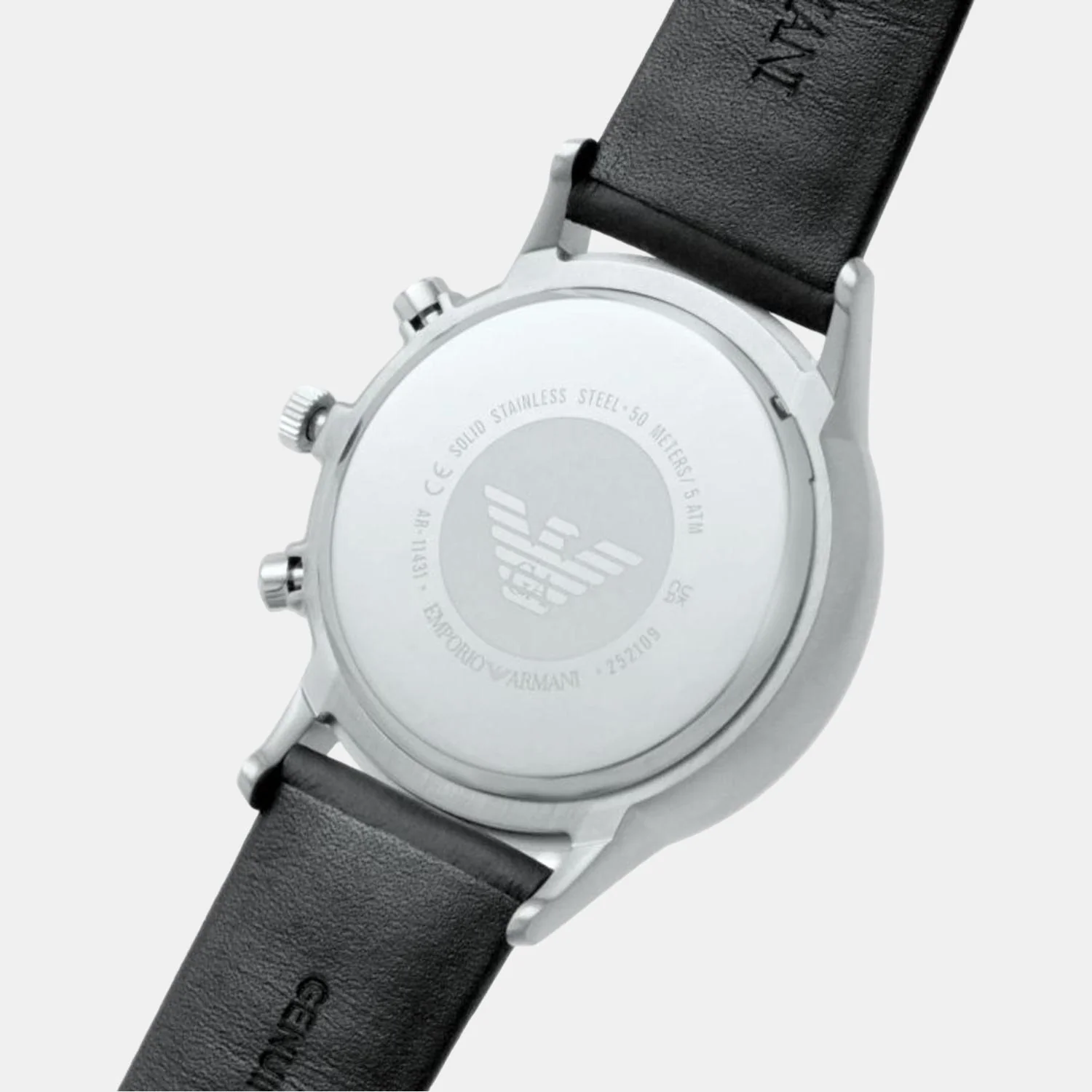 Men Quartz Black Dial Chronograph Leather Watch AR11431 - Image 6