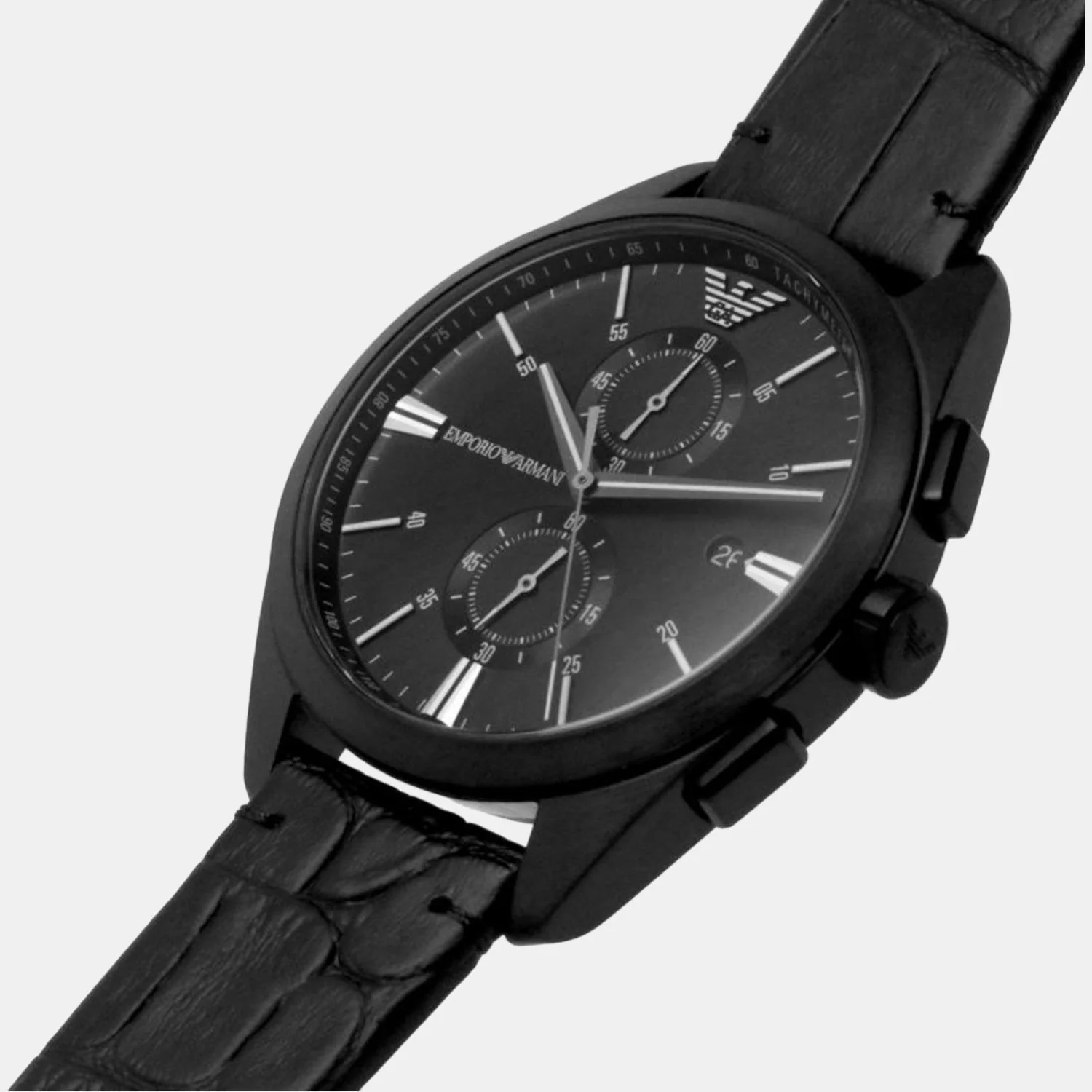 Men Quartz Black Dial Chronograph Leather Watch AR11483 - Image 6