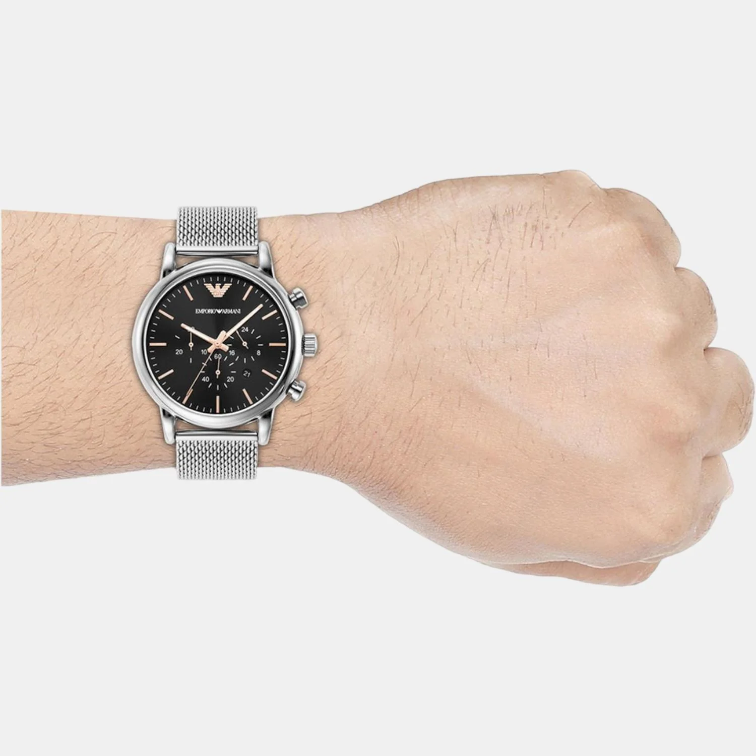 Men Quartz Black Dial Chronograph Stainless Steel Watch AR11429 - Image 8