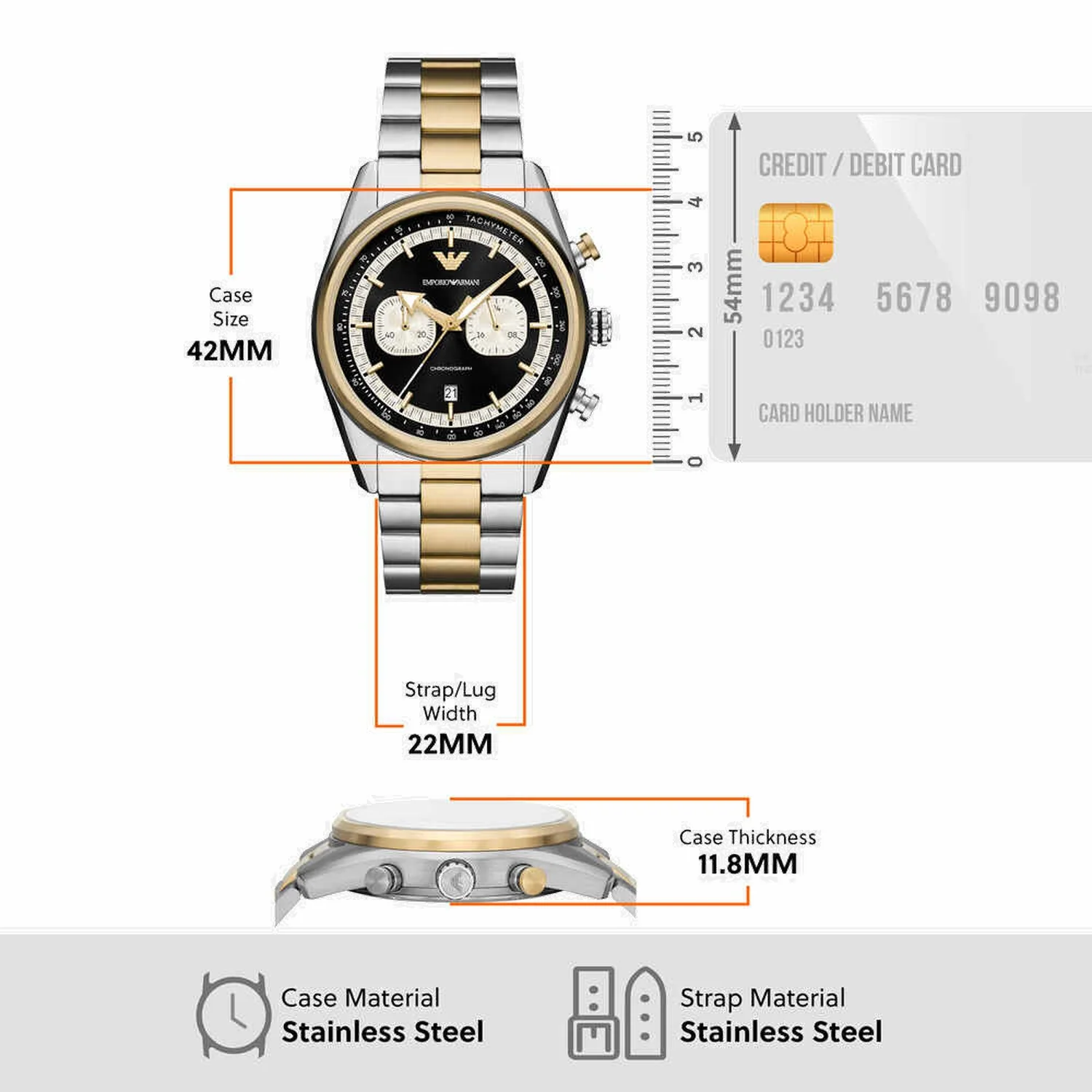 Men Quartz Black Dial Chronograph Watch AR11678 - Image 5