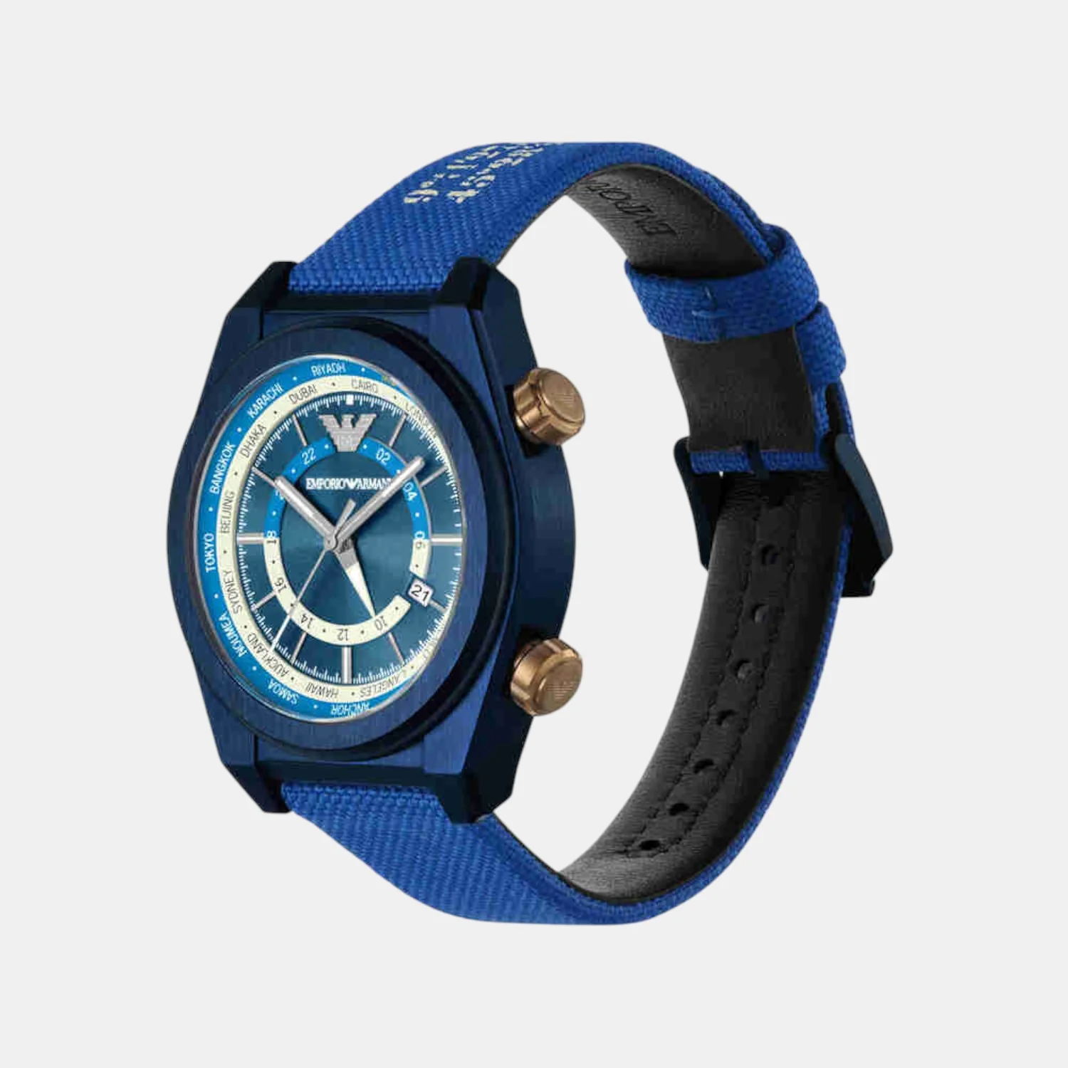 Men Quartz Blue Dial Analog Fabric Watch AR11564 - Image 2