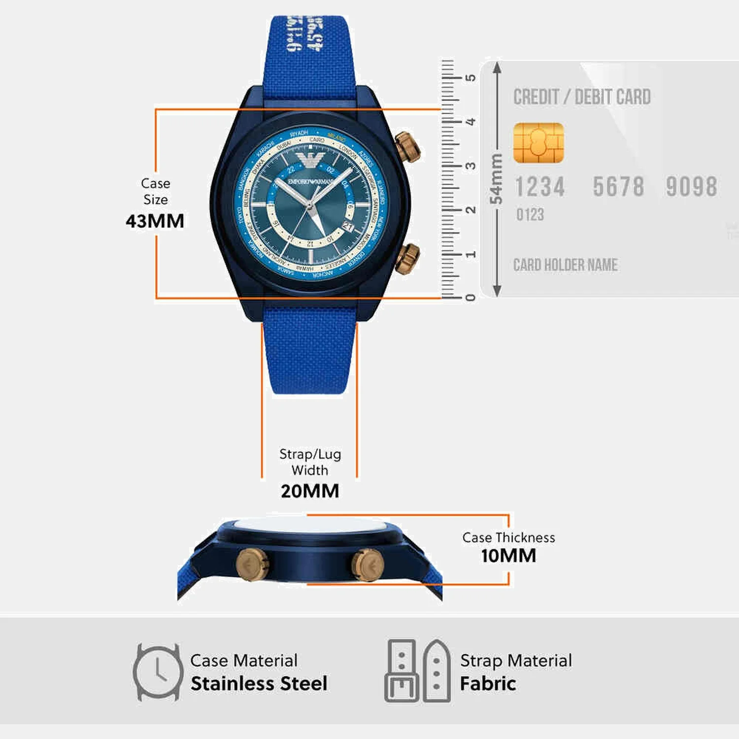 Men Quartz Blue Dial Analog Fabric Watch AR11564 - Image 5
