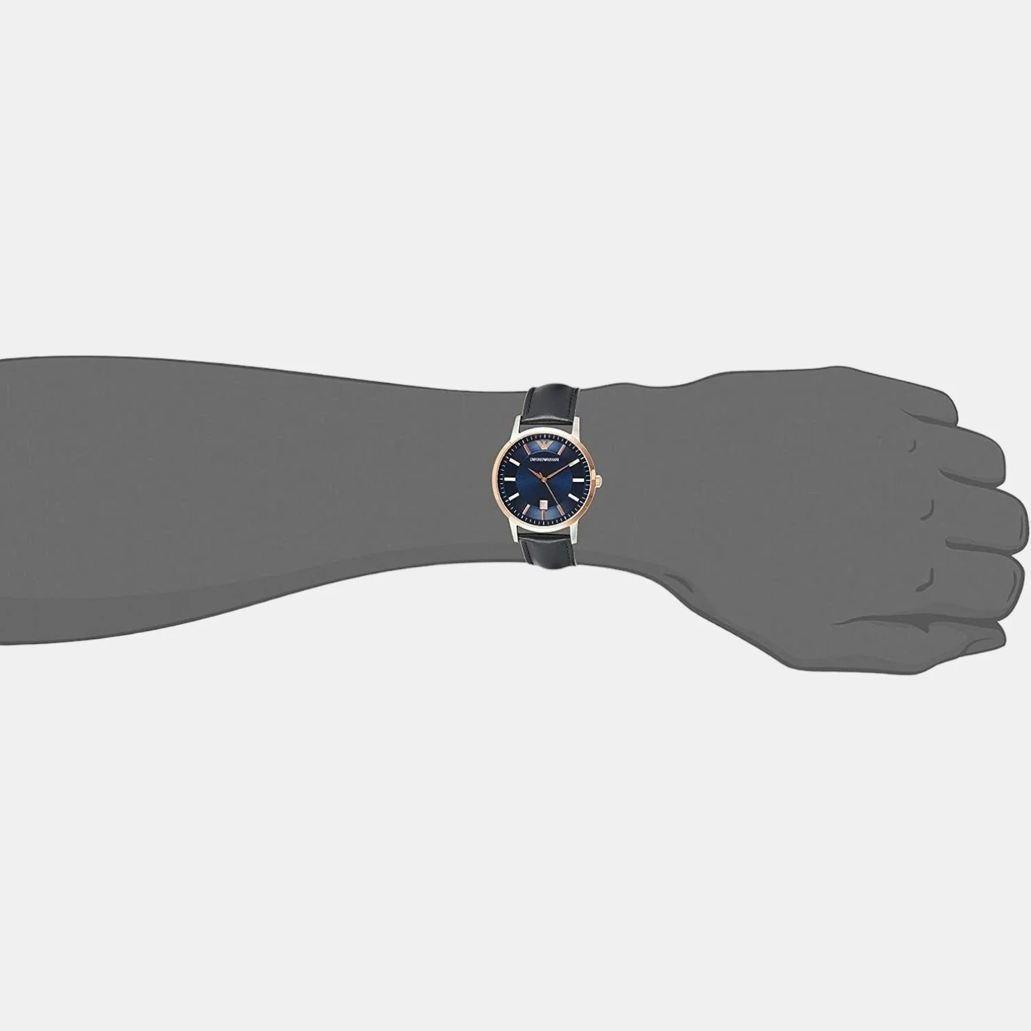 Men Quartz Blue Dial Analog Leather Watch AR11188 - Image 4