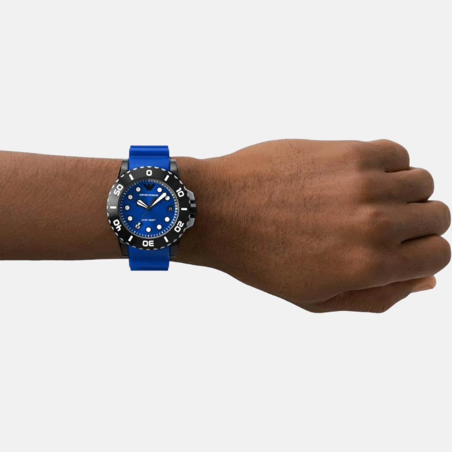 Men Quartz Blue Dial Analog Rubber Watch AR11476 - Image 4