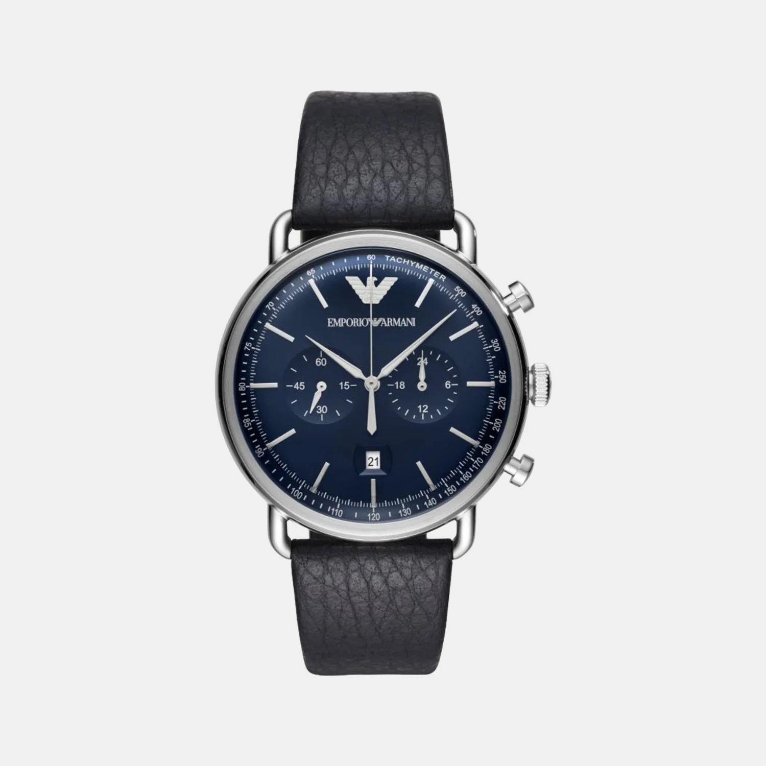 Men Quartz Blue Dial Chronograph Leather Watch AR11105